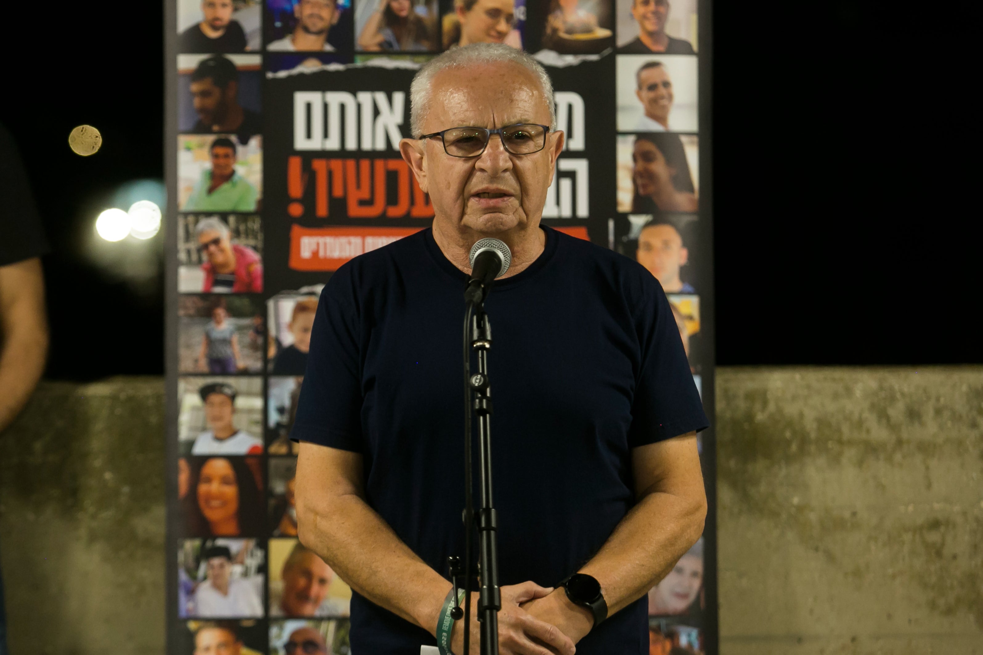 <p>Ramos Aloni, father of hostage Danielle Aloni who featured in the video released by Hamas, speaks at a press conference</p>