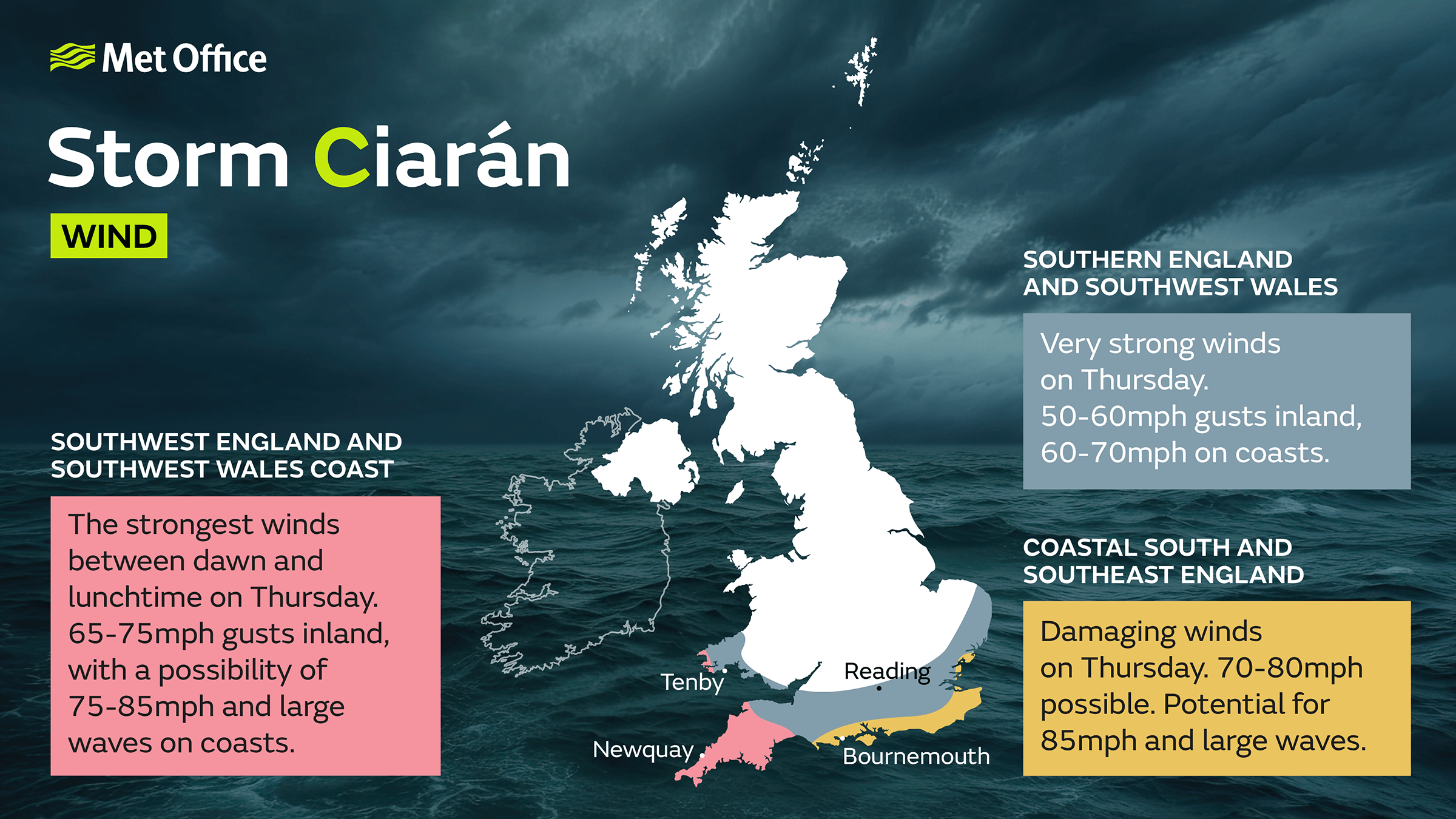 <p>Wind forecast on Thursday as Storm Ciaran arrives</p>