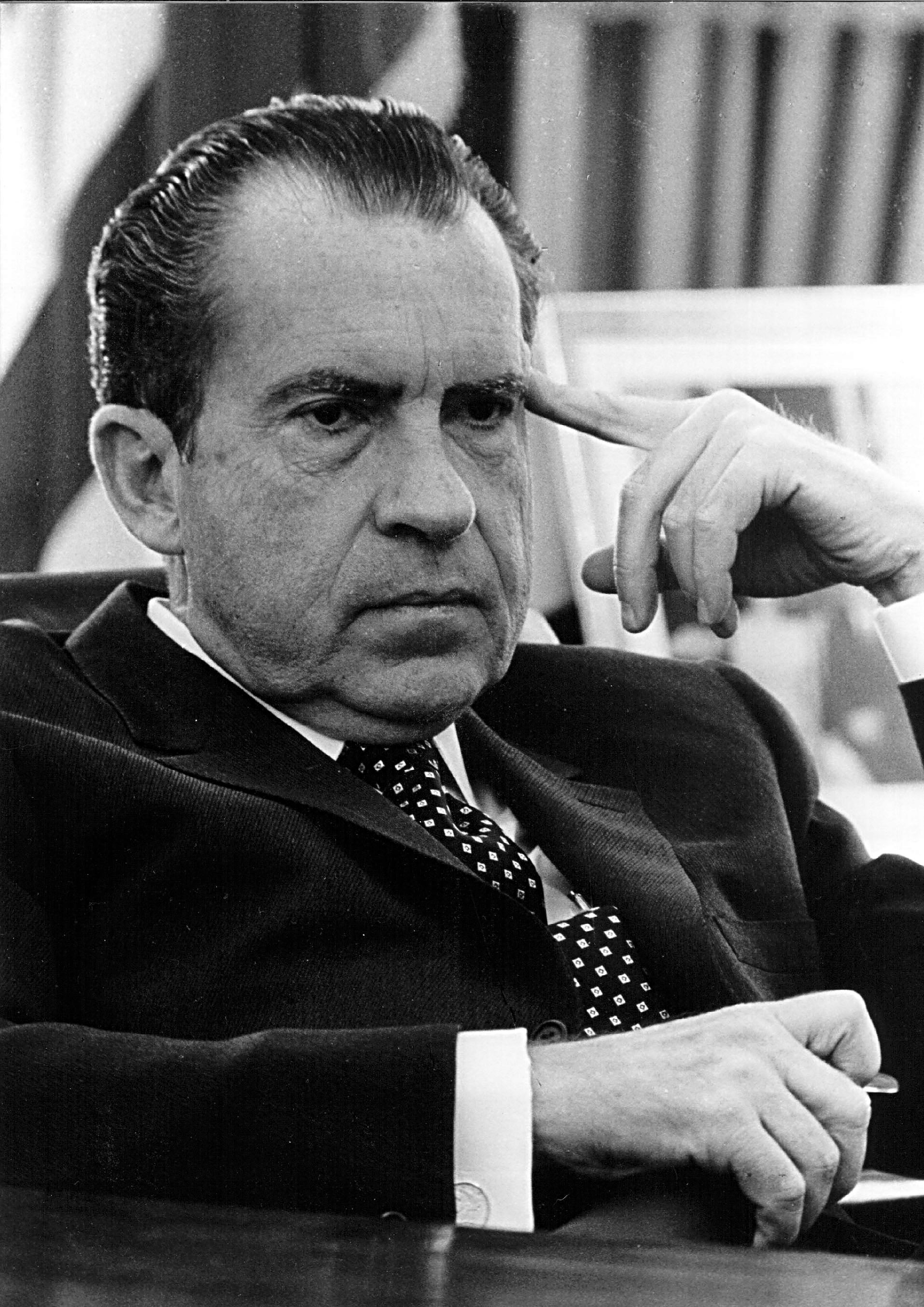<p>President Richard Nixon in the Oval office February 19, 1970 in Washington, D.C</p>
