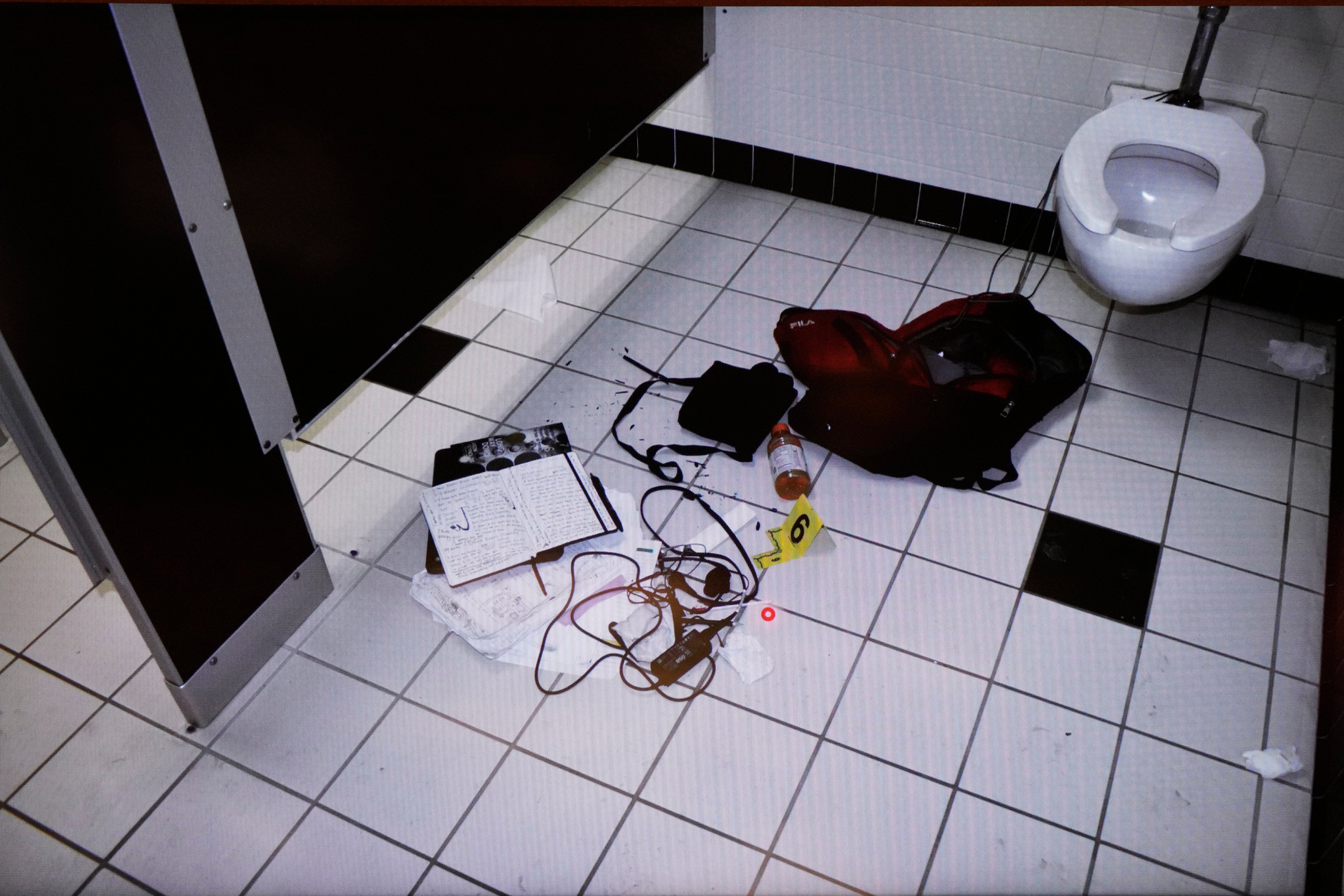 <p>Ethan Crumbley’s backpack recovered from a bathroom at Oxford High School </p>