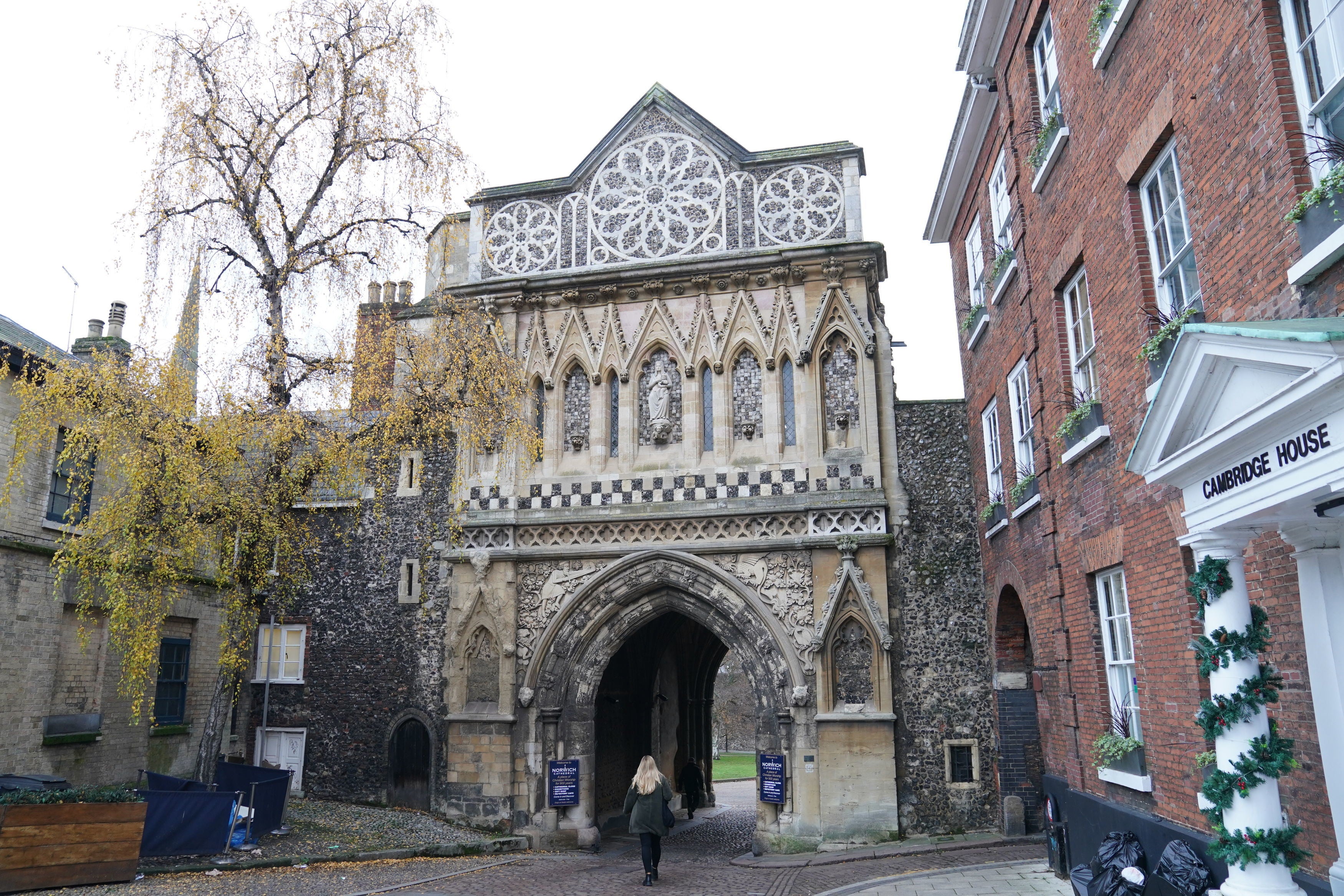 <p>The entrance to Norwich Cathedral, where Gaynor Lord was seen walking</p>