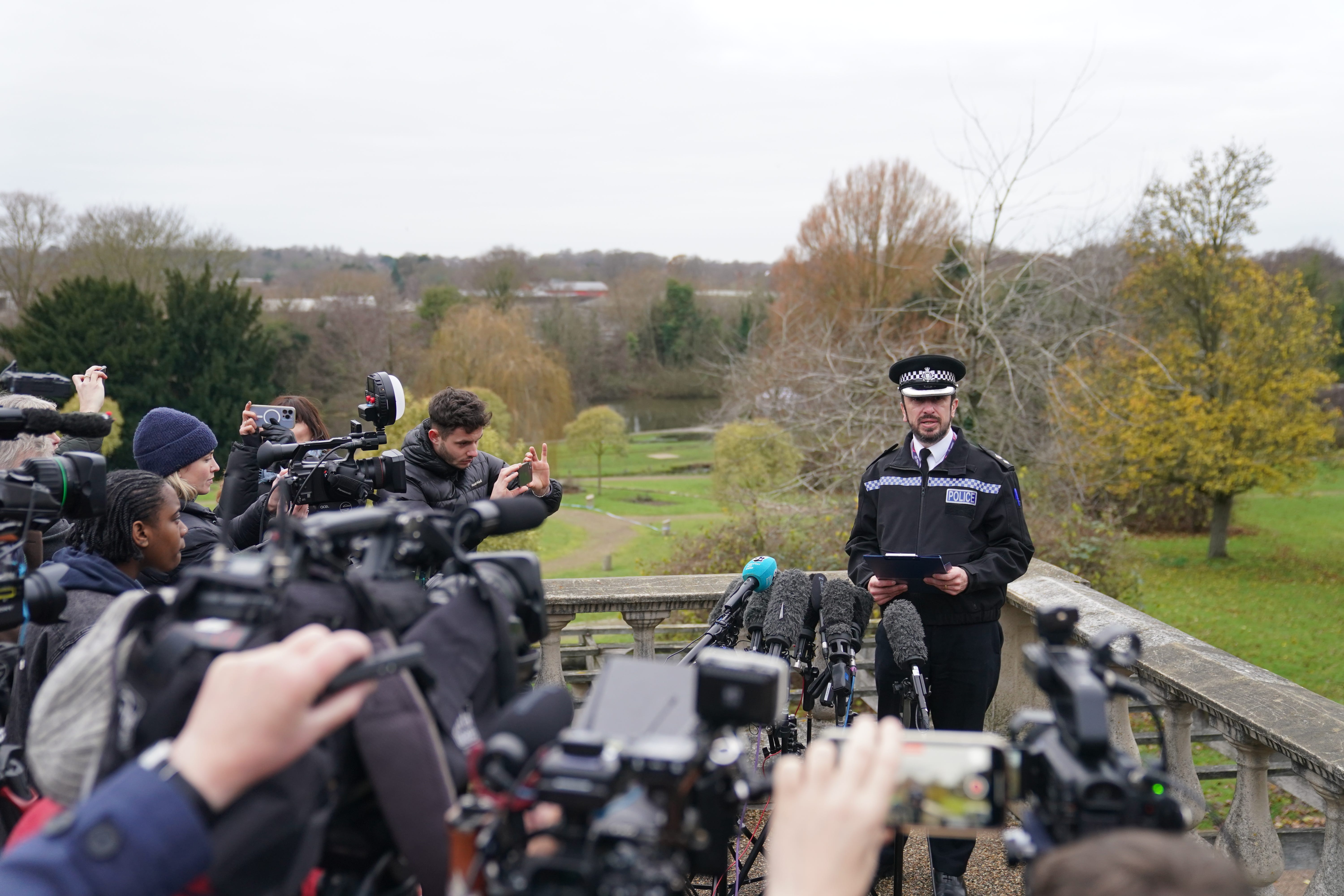 <p>Chief Superintendent Dave Buckley speaking to the media in Wensum Park, Norwich as specialist divers searching for missing mother-of-three Gaynor Lord recovered a body in the River Wensum (Joe Giddens/PA)</p>