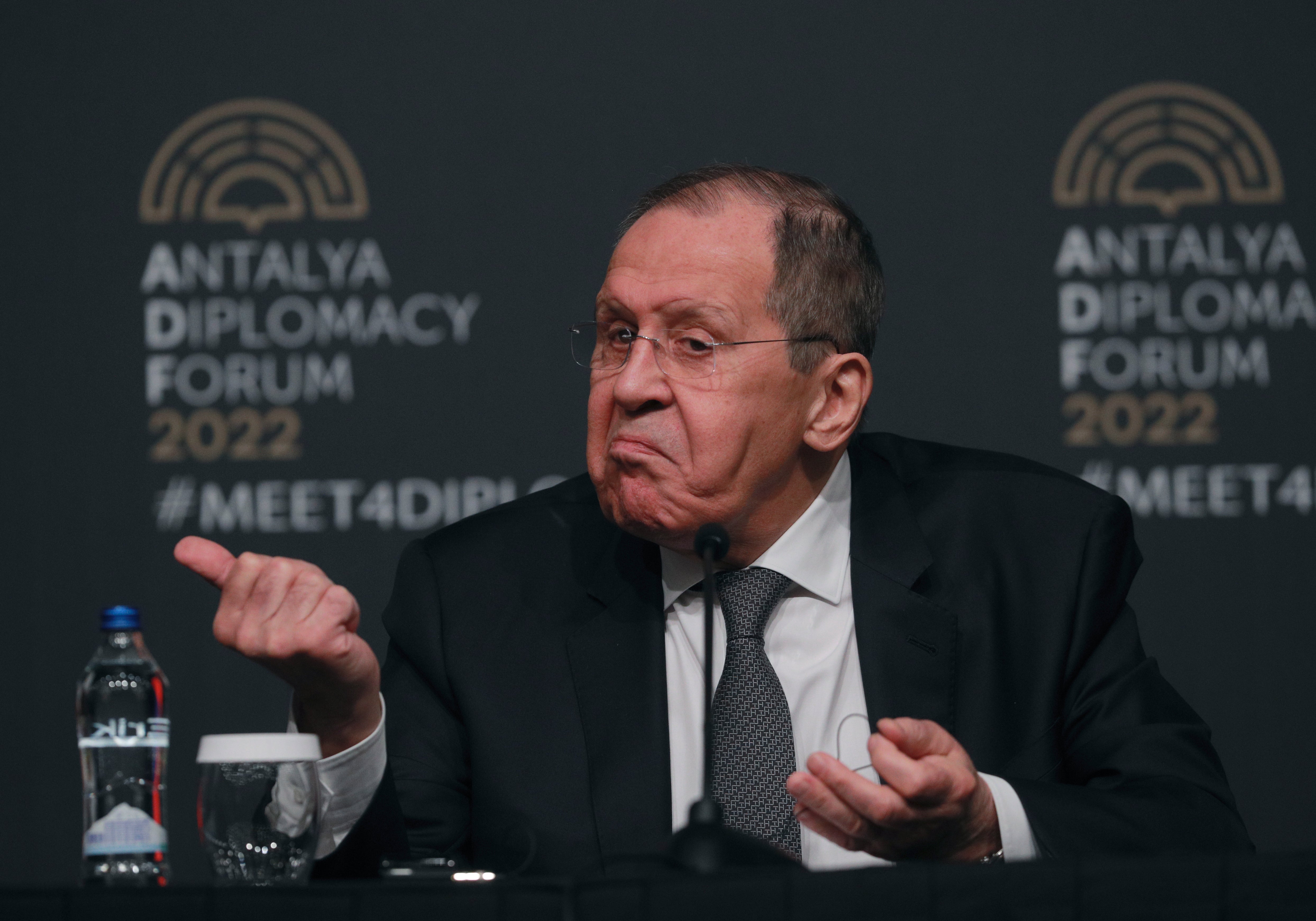 

<p>Russia’s Foreign Minister Sergey Lavrov speaks to the media after a trilateral meeting with Dmytro Kuleba and Turkey’s Foreign Minister Mevlut Cavusoglu in Antalya, Turkey, Thursday, March 10, 2022</p>
<p>” height=”3483″ width=”4976″ layout=”responsive” i-amphtml-layout=”responsive”><i-amphtml-sizer slot=