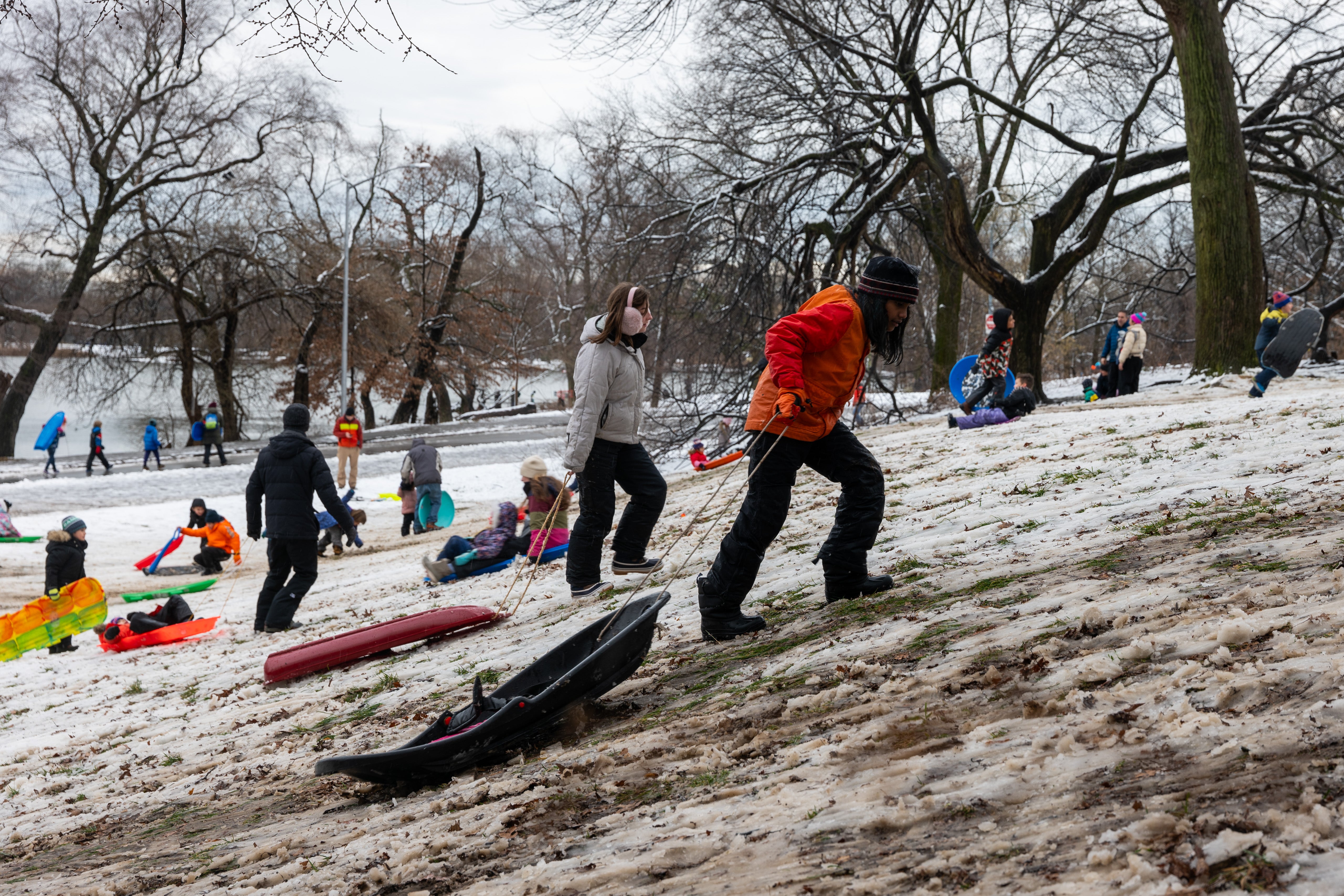 

<p>Children sled at a hill in Brooklyn’s Prospect Park as the snow began to turn to slush</p>
<p>” height=”3414″ width=”5121″ layout=”responsive” i-amphtml-layout=”responsive”><i-amphtml-sizer slot=
