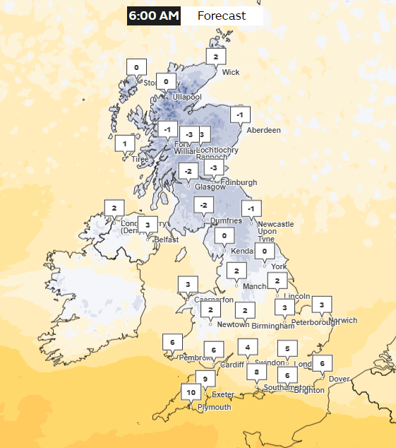 

<p>Thursday is even chillier with temperatures falling to -3C  in Scotland and freezing across the north of England </p>
<p>” height=”634″ width=”561″ layout=”responsive” i-amphtml-layout=”responsive”><i-amphtml-sizer slot=