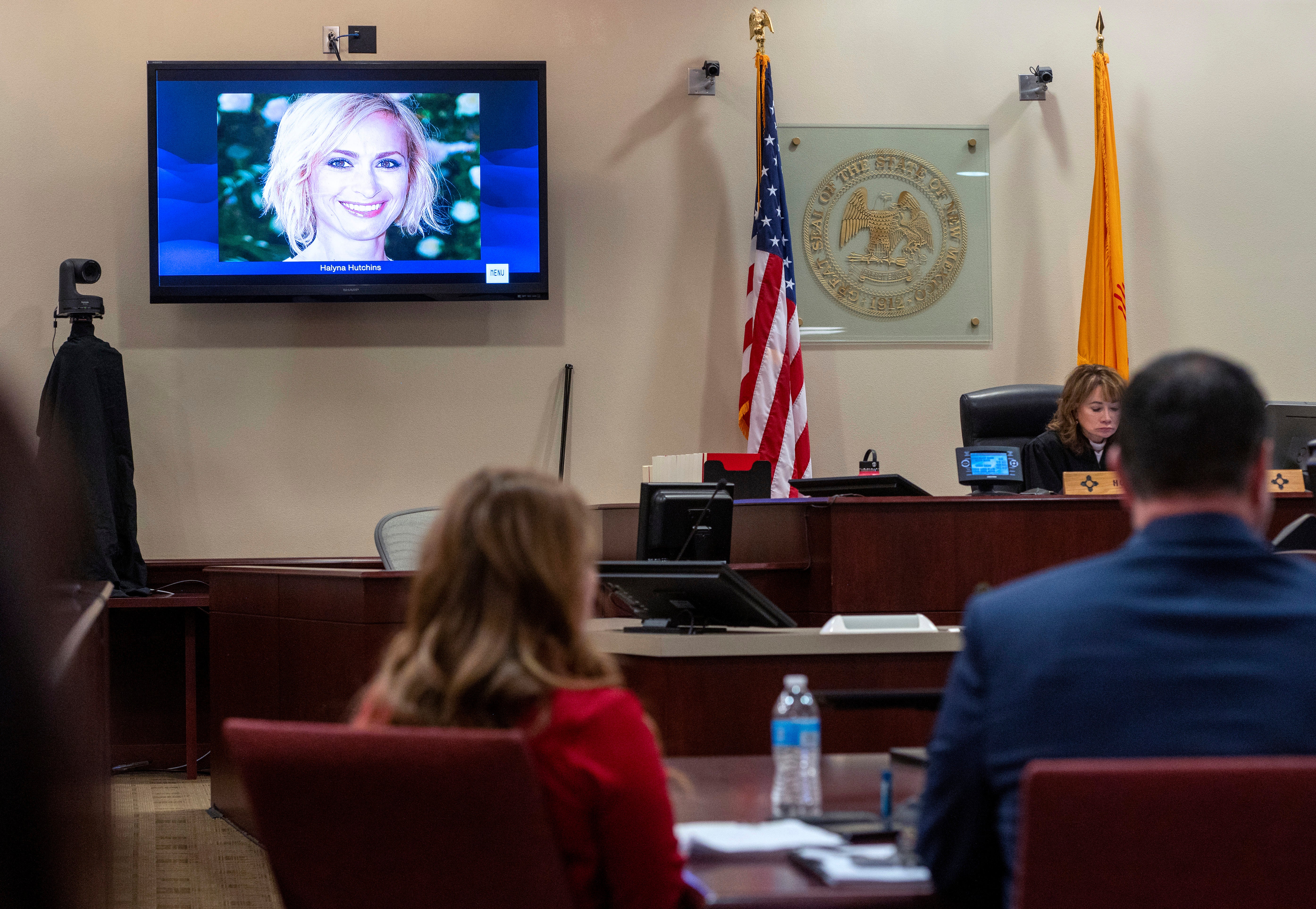 

<p>A photo of cinematographer Halyna Hutchins is displayed during the trial against Hannah Gutierrez-Reed, in First District Court, in Santa Fe, N.M., Thursday, February 22, 2024.</p>
<p>” height=”3851″ width=”5578″ layout=”responsive” i-amphtml-layout=”responsive”><i-amphtml-sizer slot=