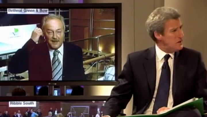 In 2005, George Galloway abruptly ends an interview with Paxman amidst a heated night of the General Election.
