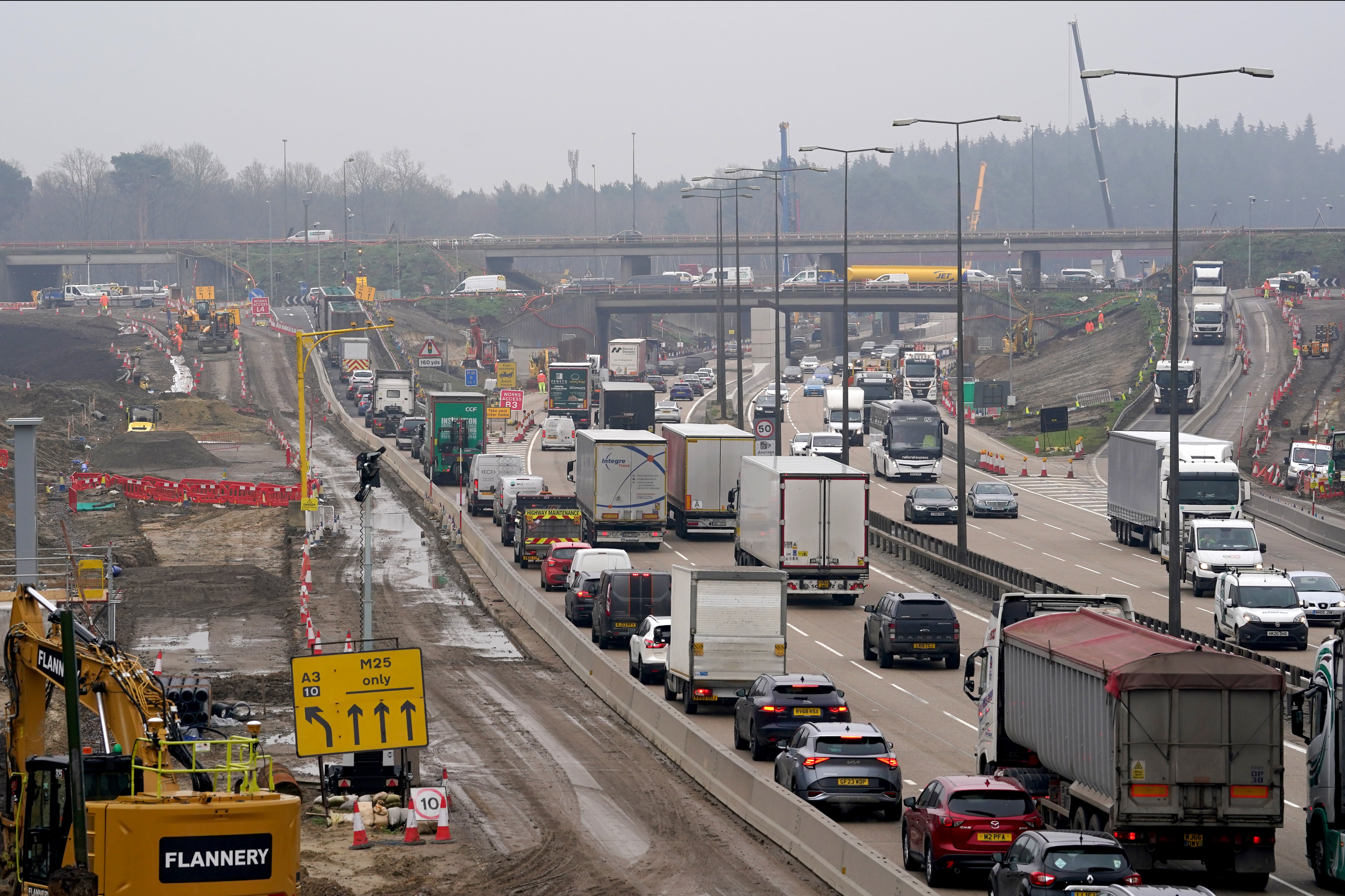 

<p>A view of traffic approaching junction 10 of the M25 in Surrey during a site visit ahead of a planned closure of both carriageways</p>
<p>” height=”3571″ width=”5359″ layout=”responsive” i-amphtml-layout=”responsive”><i-amphtml-sizer slot=