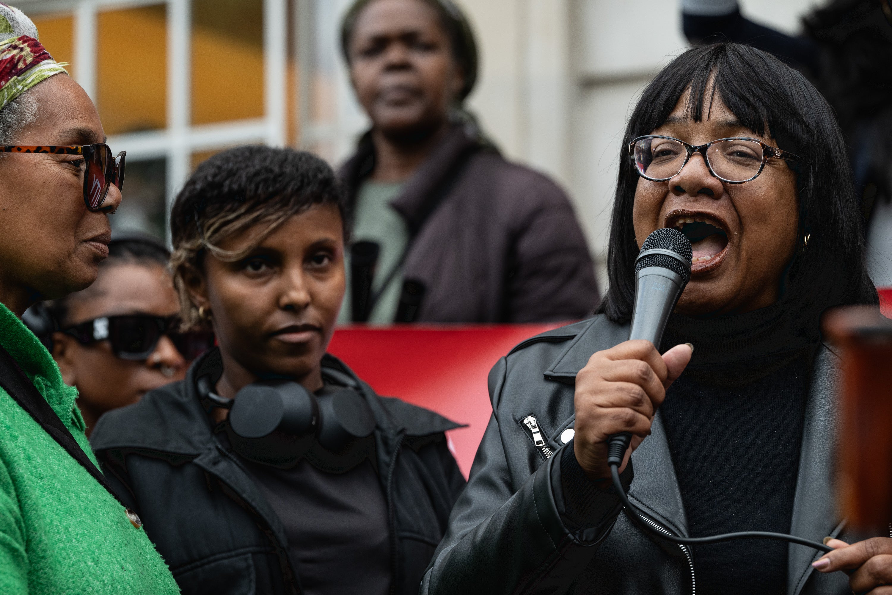 Hundreds of people gathered outside Hackney town hall on Wednesday in support of Diane Abbott