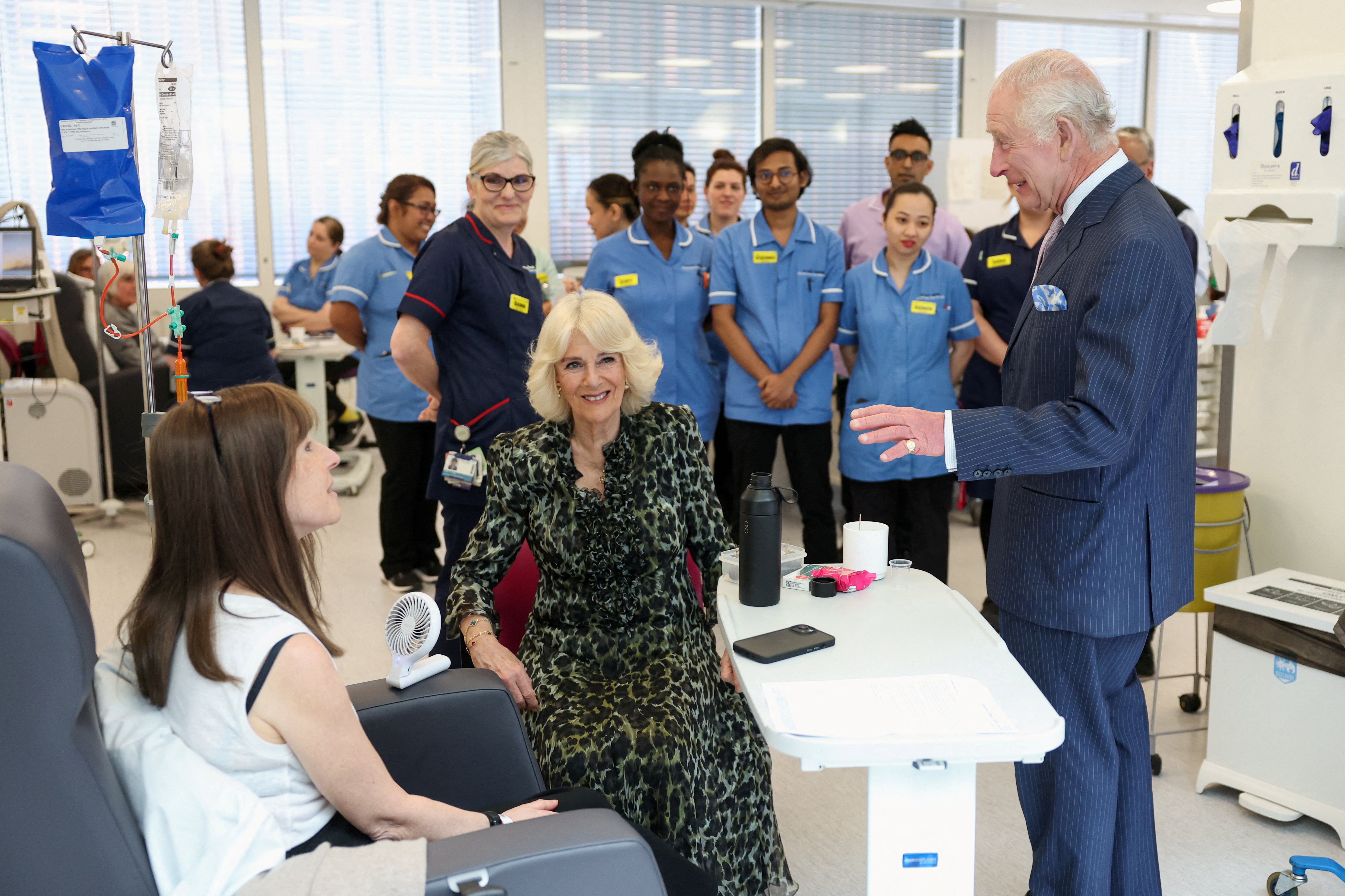 The King met with fellow cancer patients on his first public engagement in months