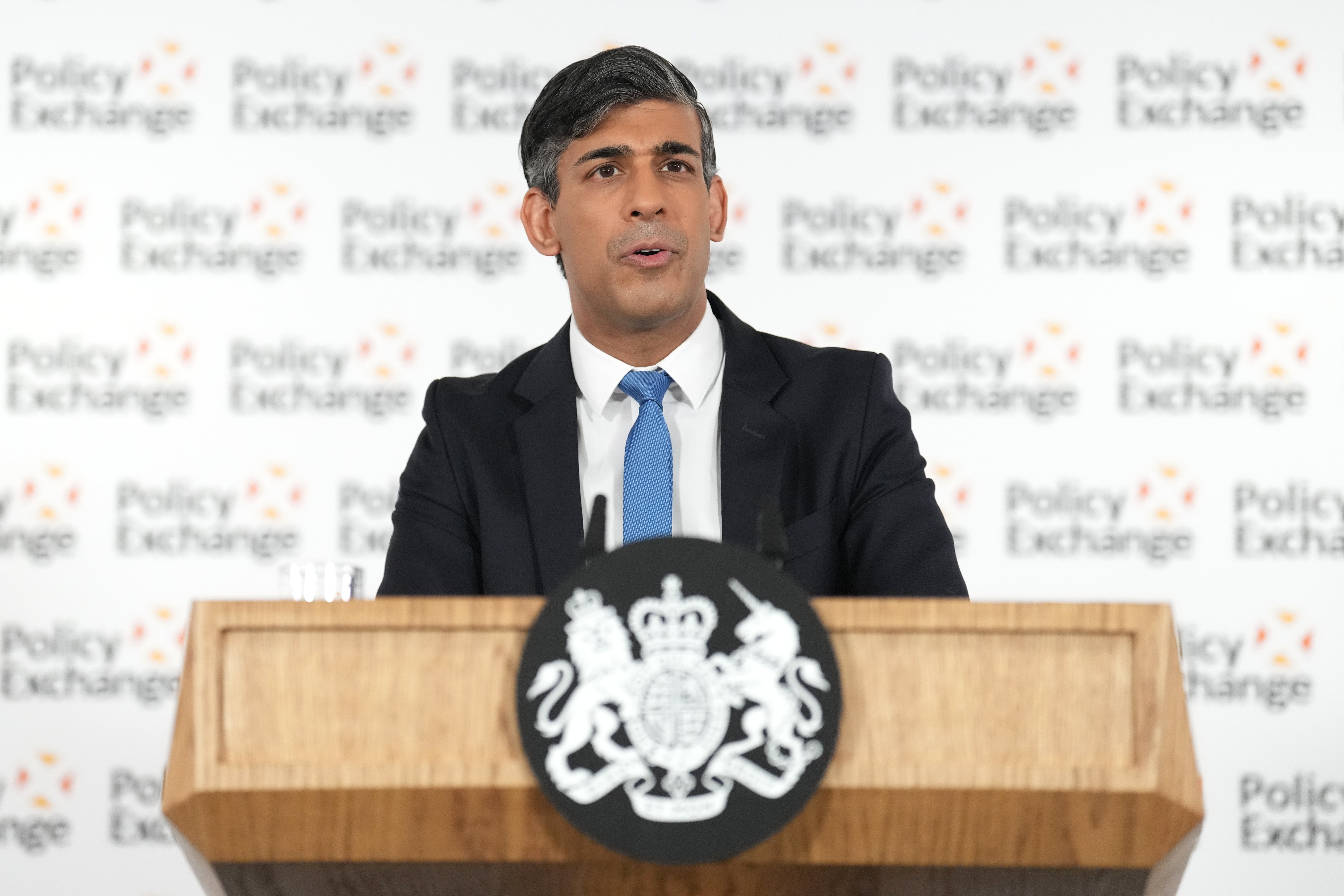 Prime Minister Rishi Sunak at the Policy Exchange in London