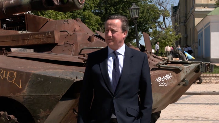 Ukraine has the right to strike inside Russia, says Cameron on visit to country