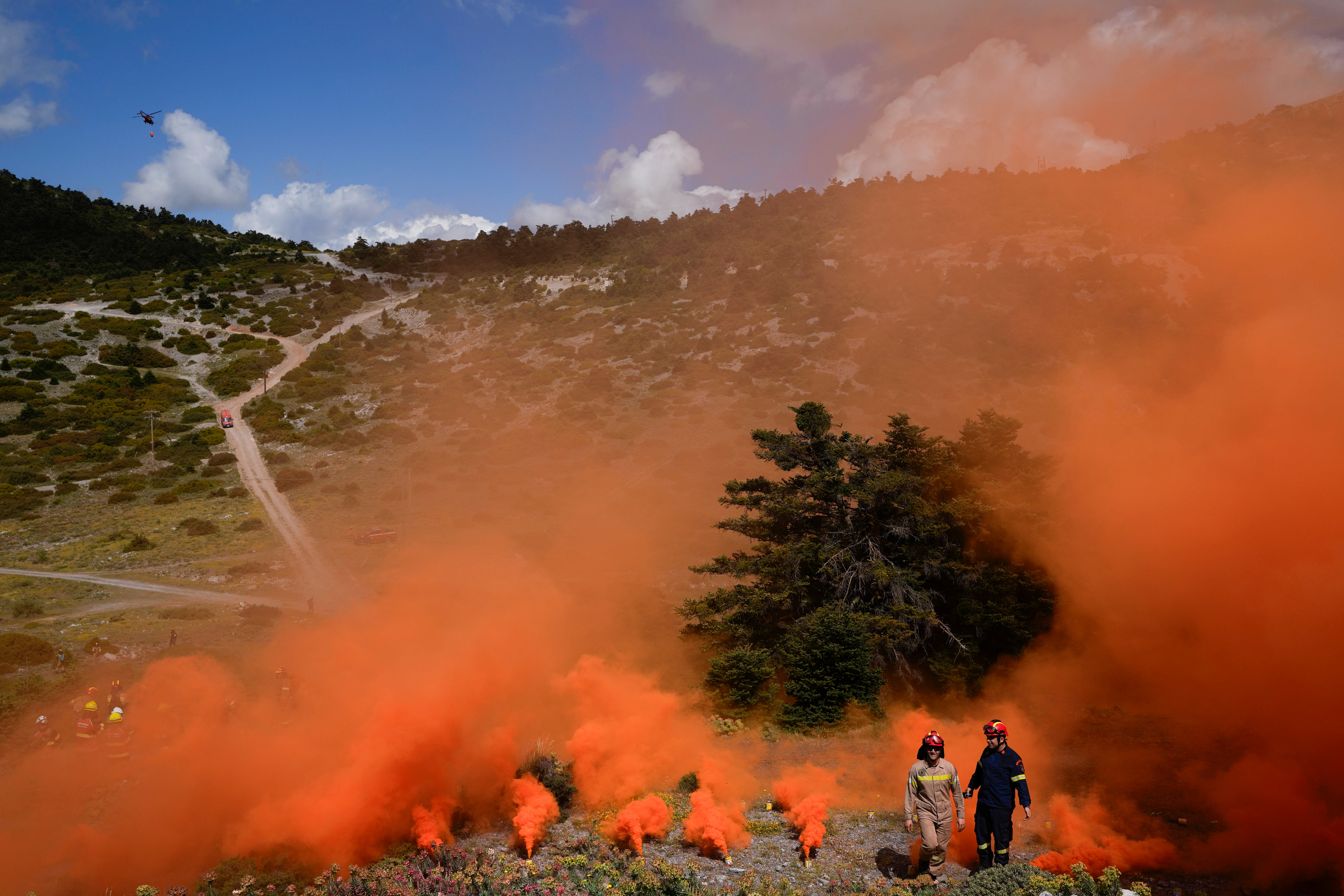 Wildfires burning in Greece in May