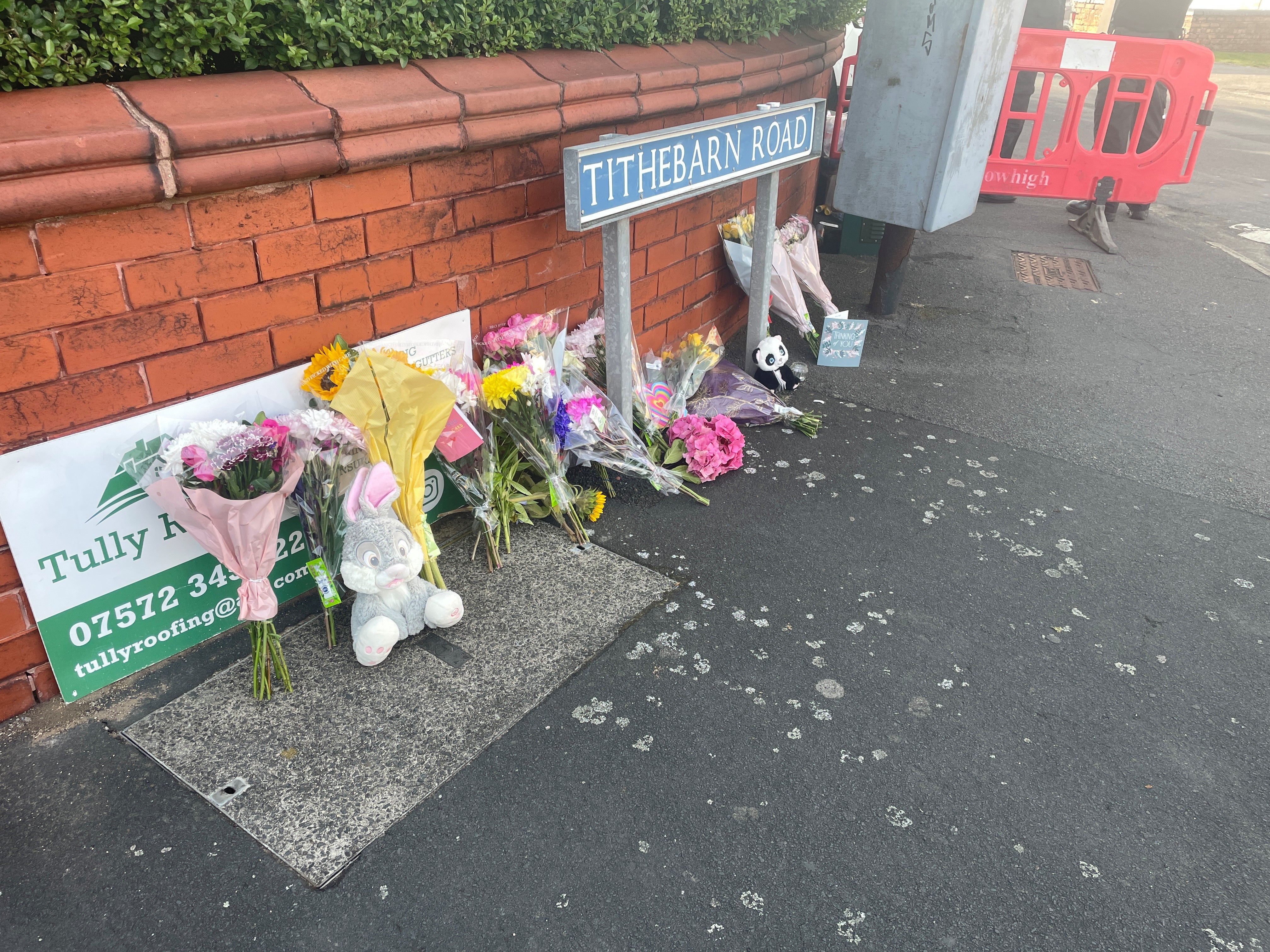 Flowers near the scene in Hart Street, Southport