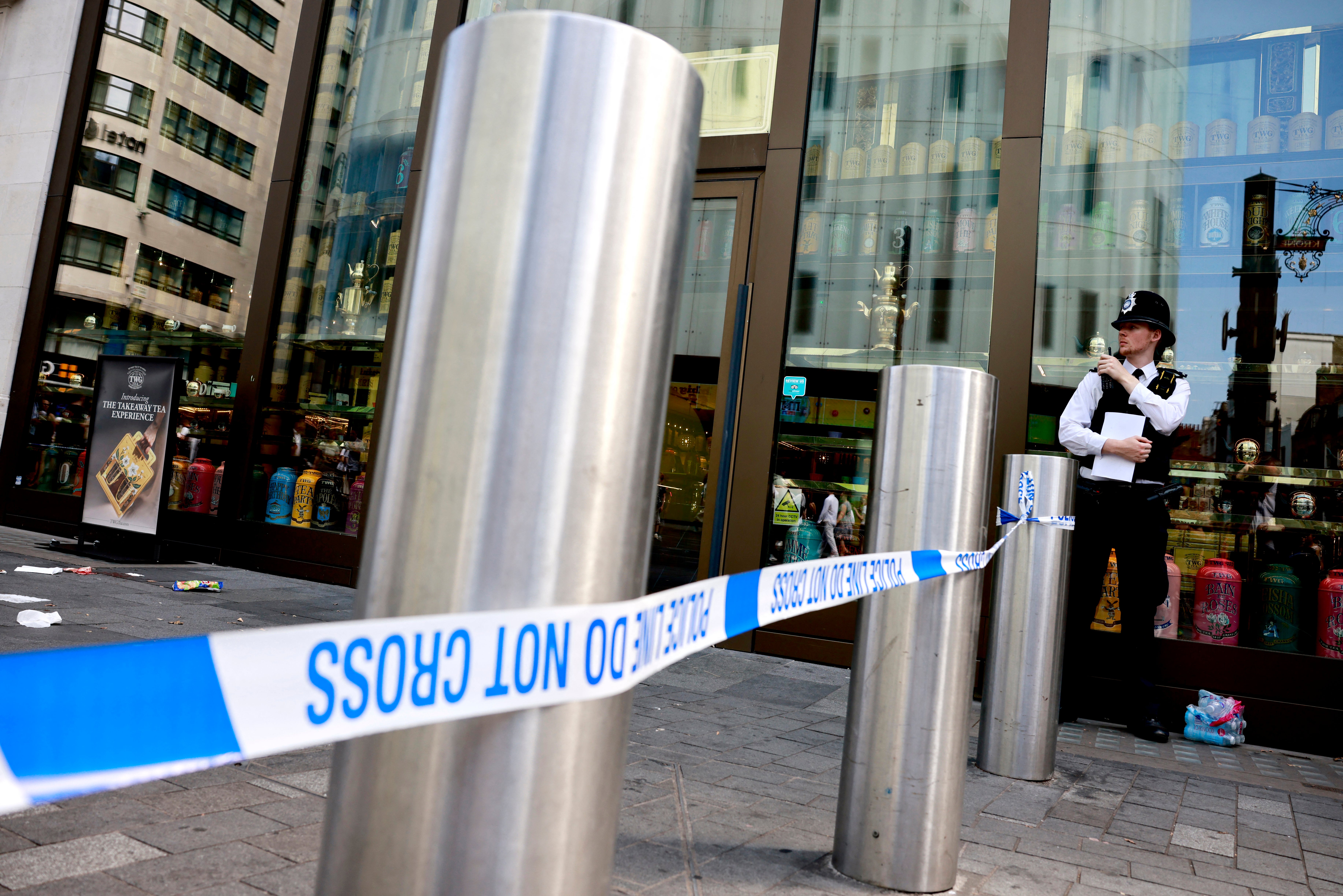 Police have cordoned off a section outside TWG Tea shop