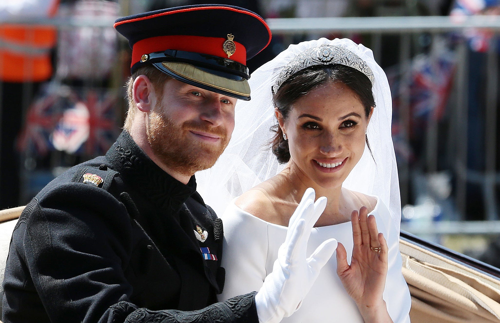 Prince Harry in military uniform during his wedding to Meghan Markle in 2018