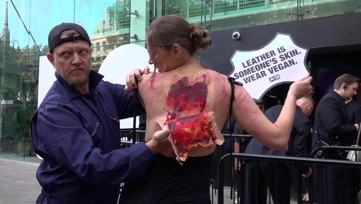 Protester ‘skinned alive’ in anti-leather demonstration at London Fashion Week