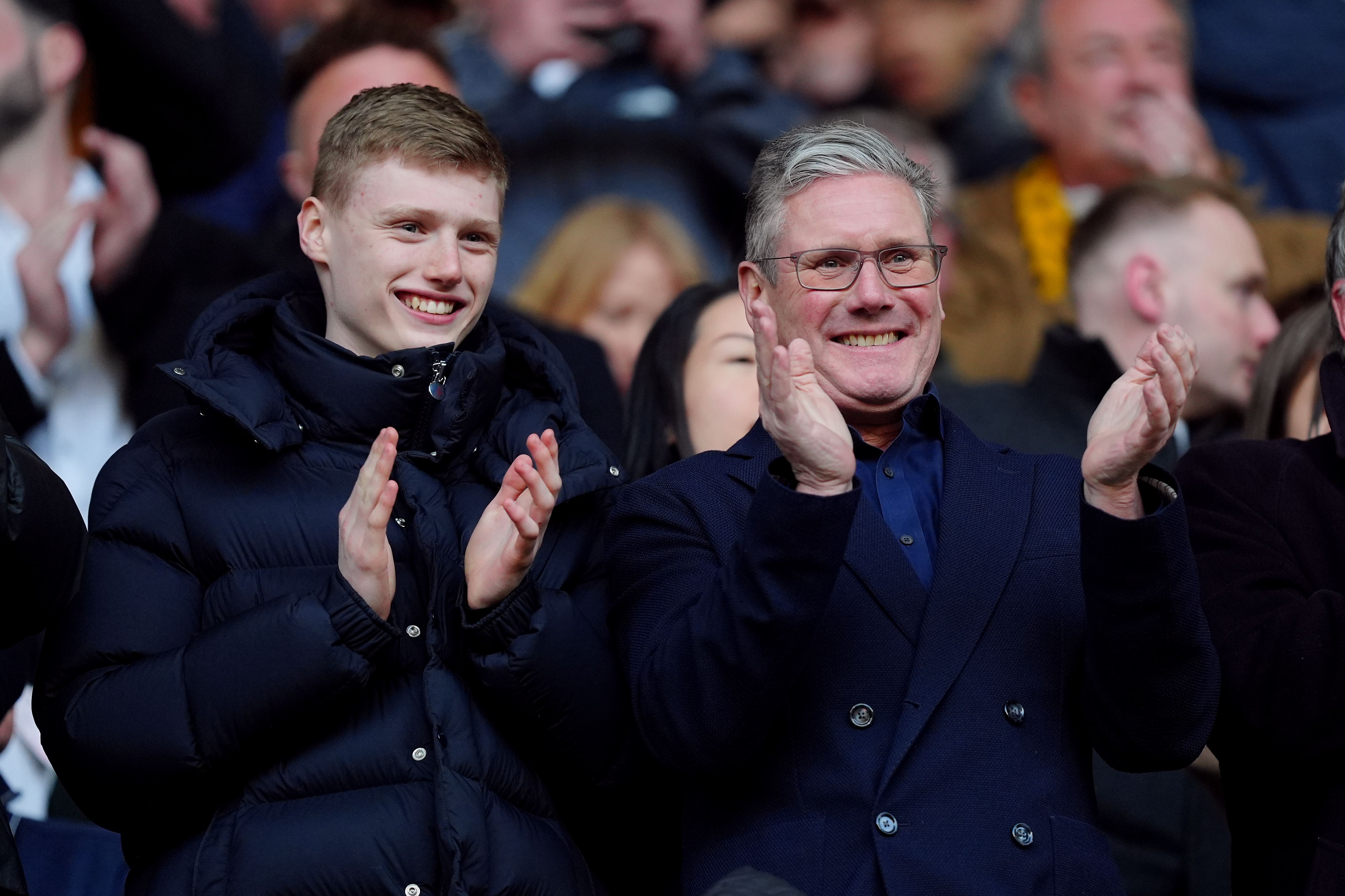 Sir Keir Starmer in the stands during a Premier League match between Arsenal and Wolverhampton (Mike Egerton/PA)