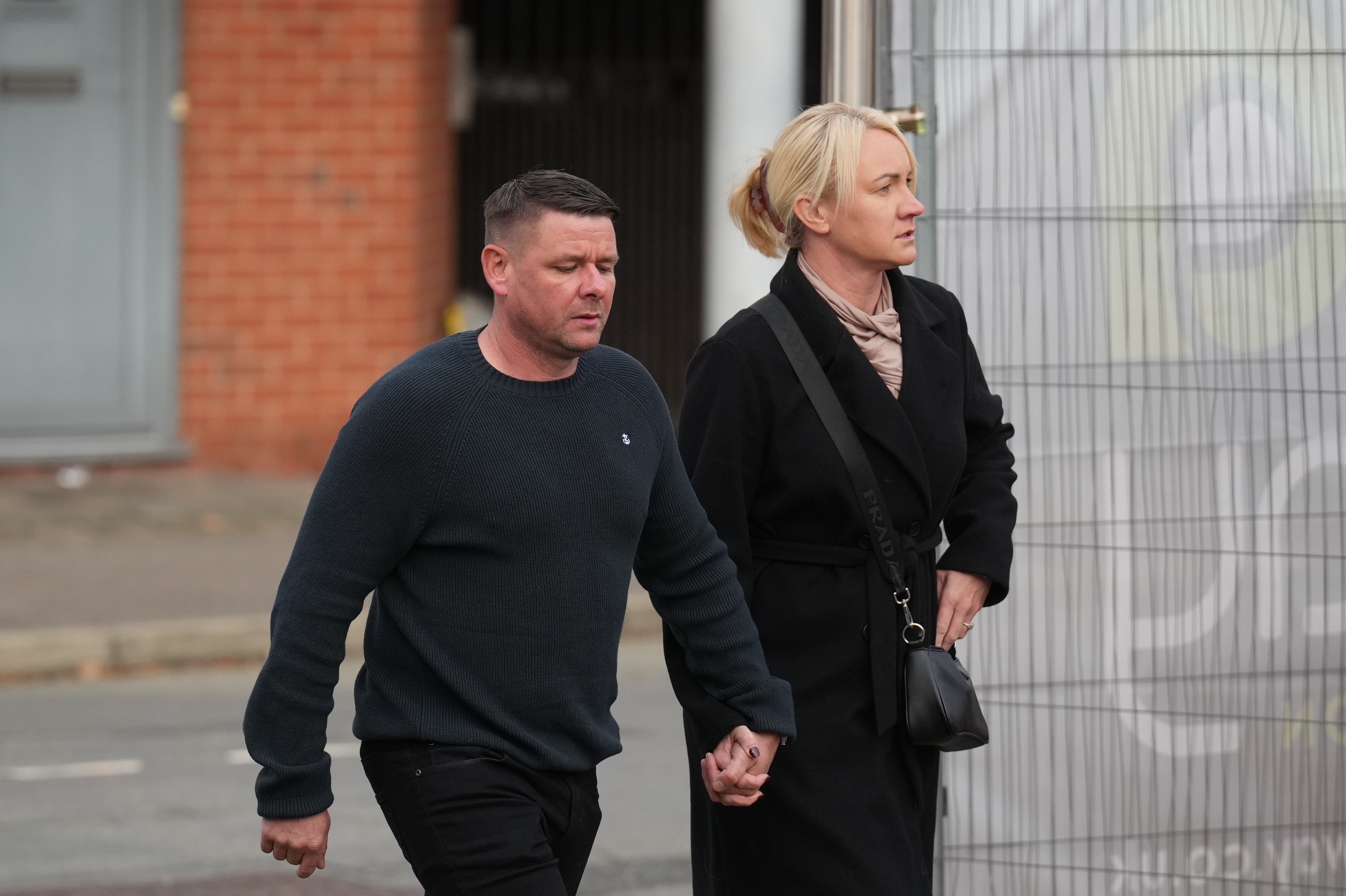 Brianna Ghey’s father Peter Spooner is seen arriving for his daughter’s inquest with his unknown partner