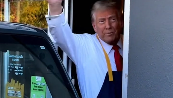 Donald Trump tries to troll Kama Harris by serving up fries at McDonald’s