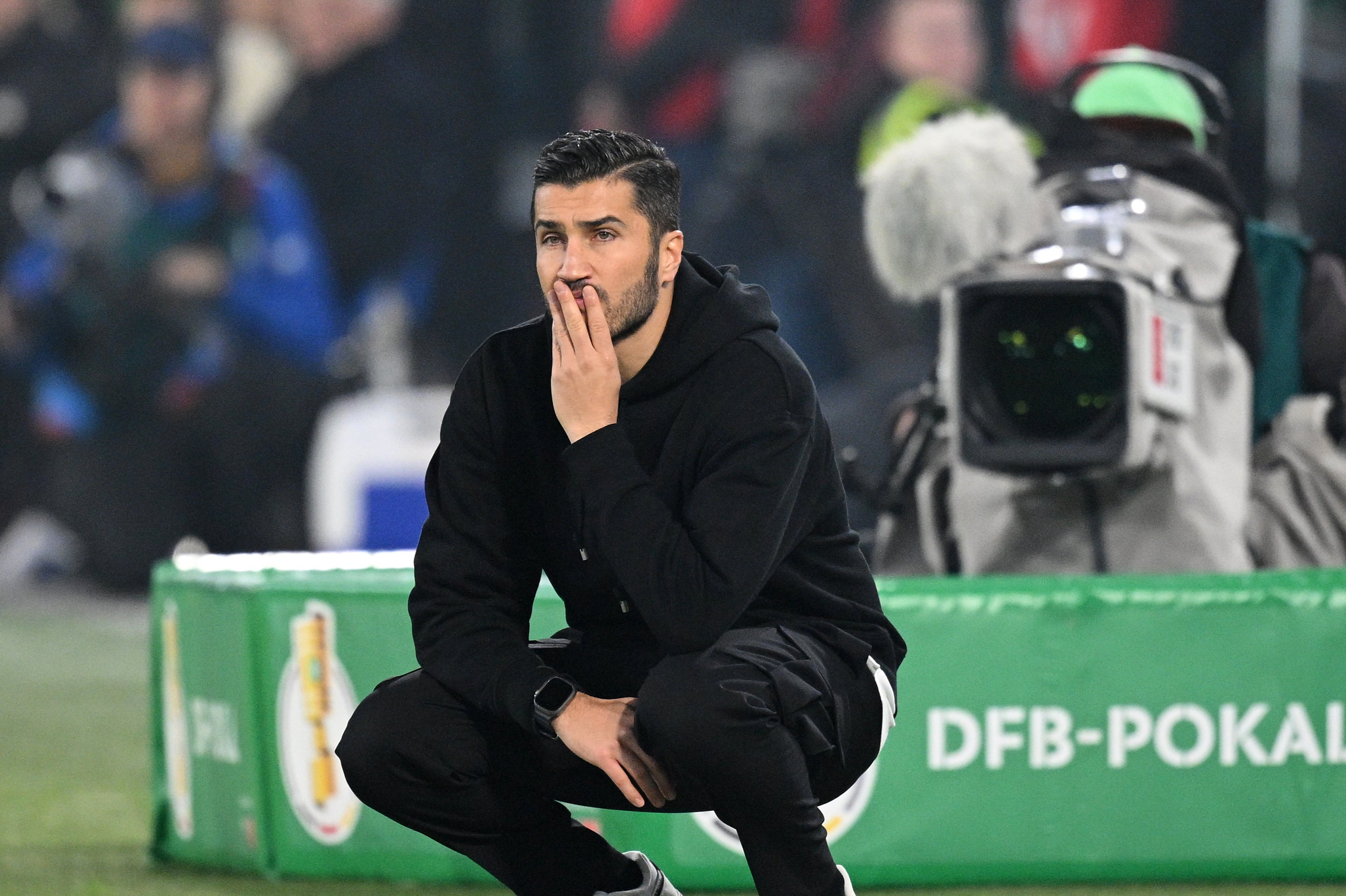 Nuri Sahin watches on as his Borussia Dortmund side exit the DFB Cup