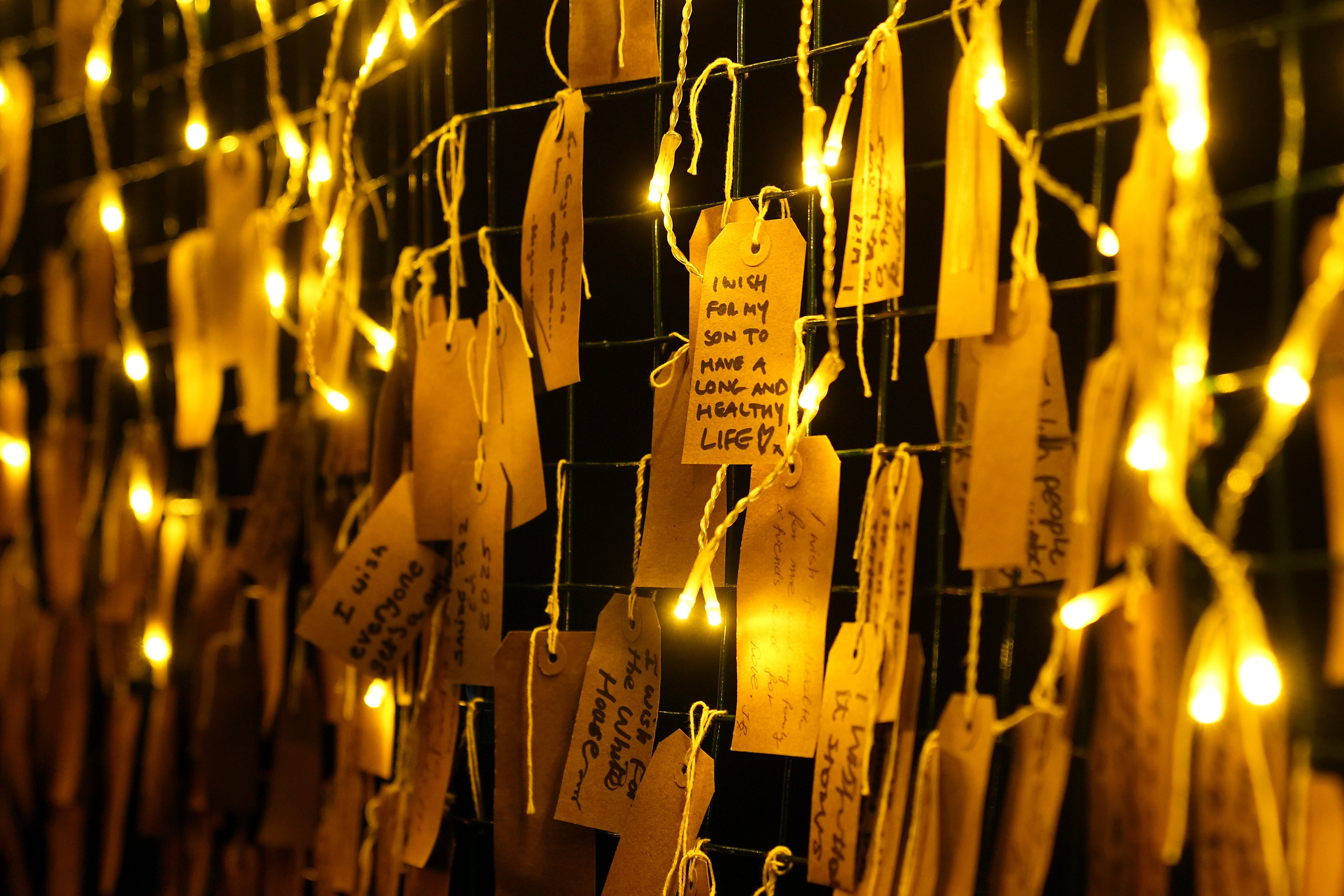 People make a wish during Luminate Sandringham, at the Sandringham Estate winter light trail