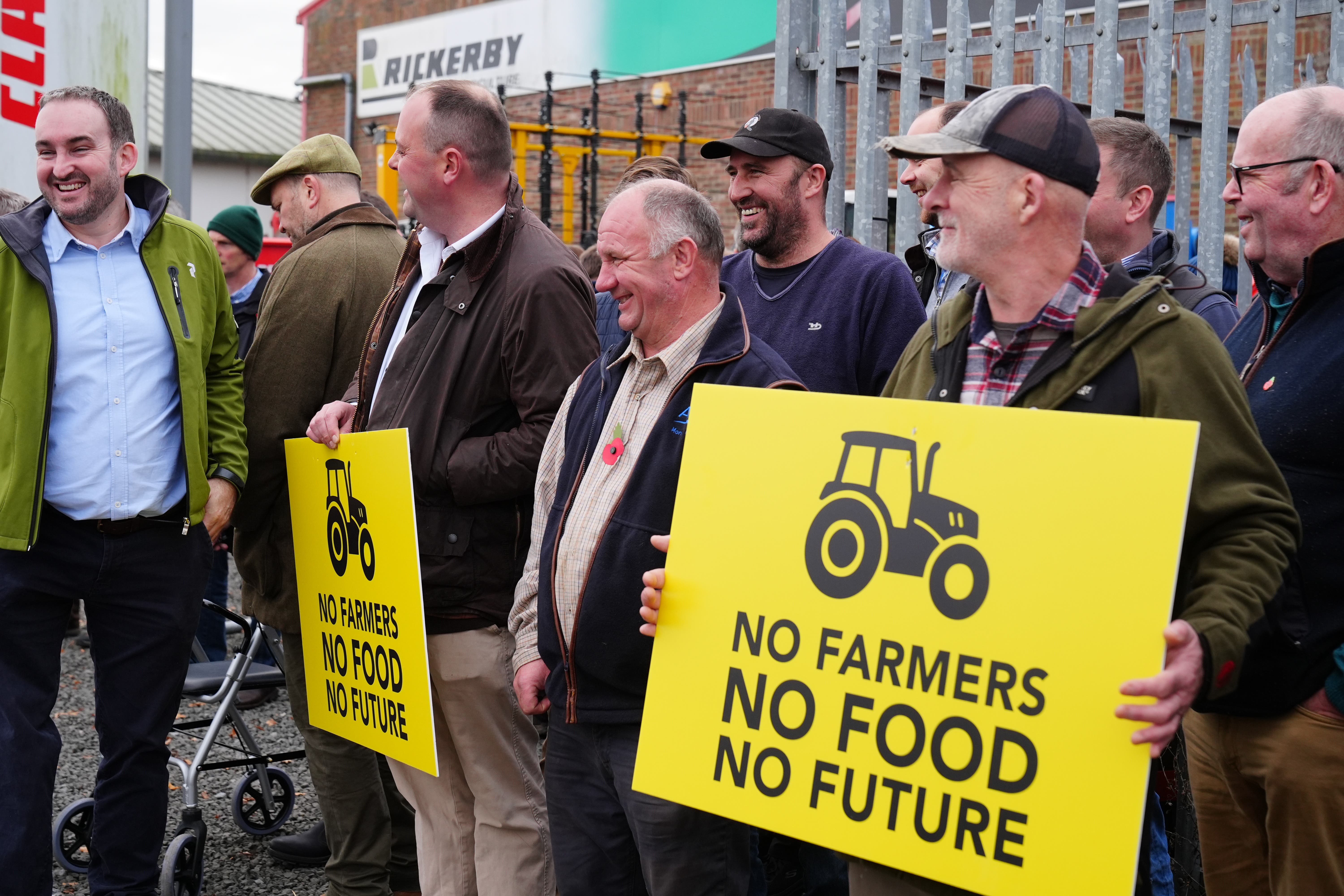 Farmers have staged a protest outside the Northern Farming Conference in Hexham in Northumberland