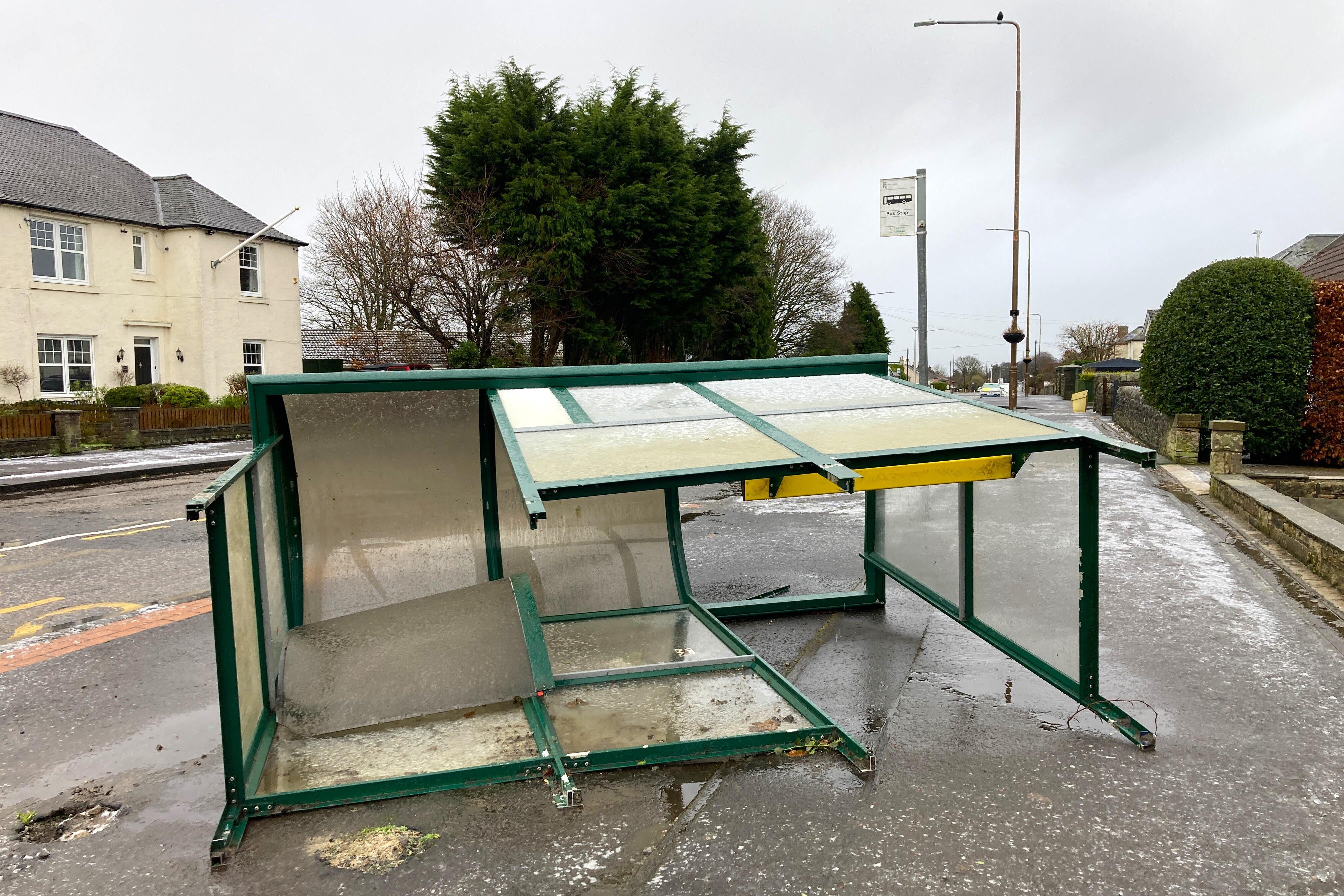 Storm damage in Dechmont in West Lothian