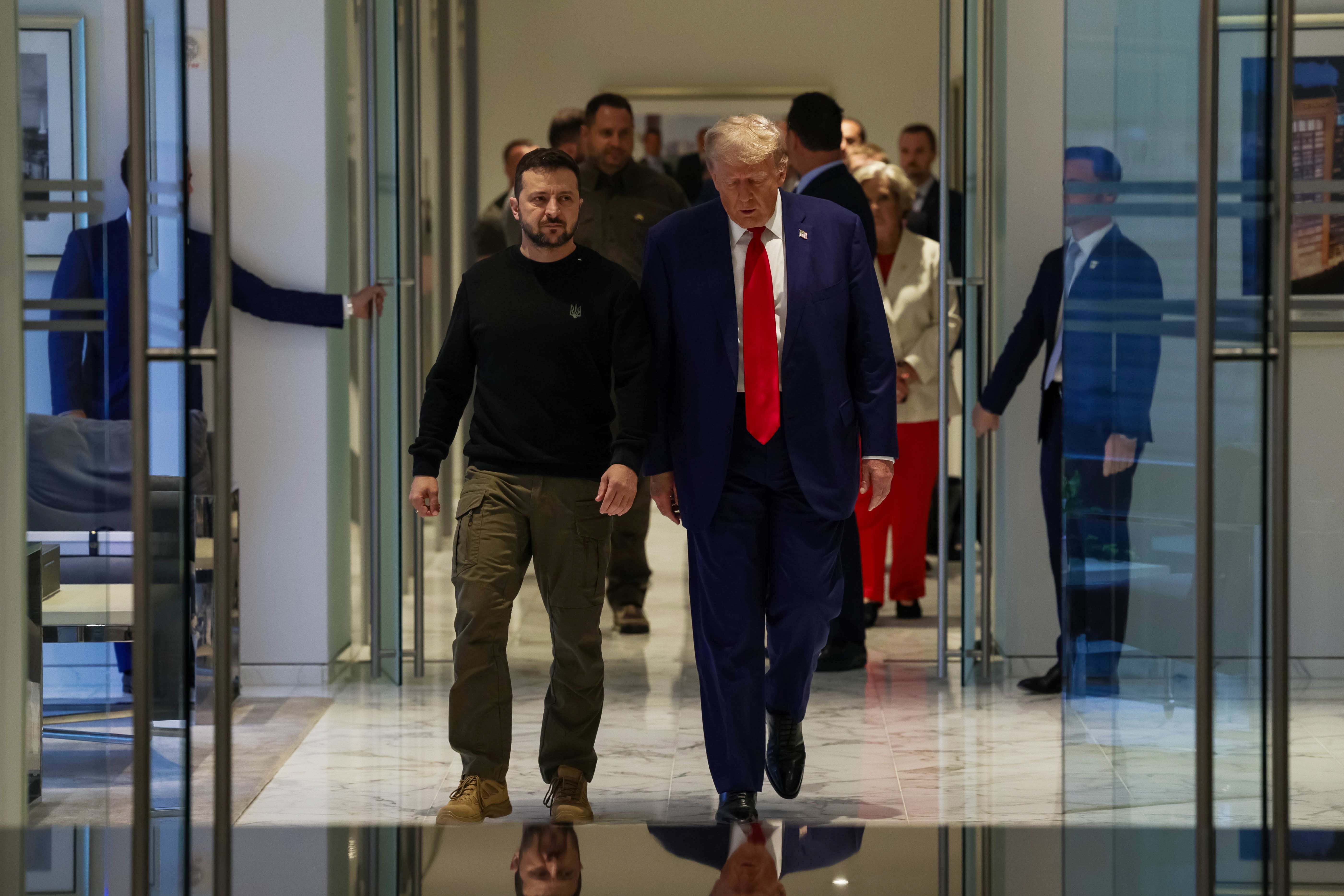 Volodymyr Zelensky and Donald Trump gather for a meeting in New York City