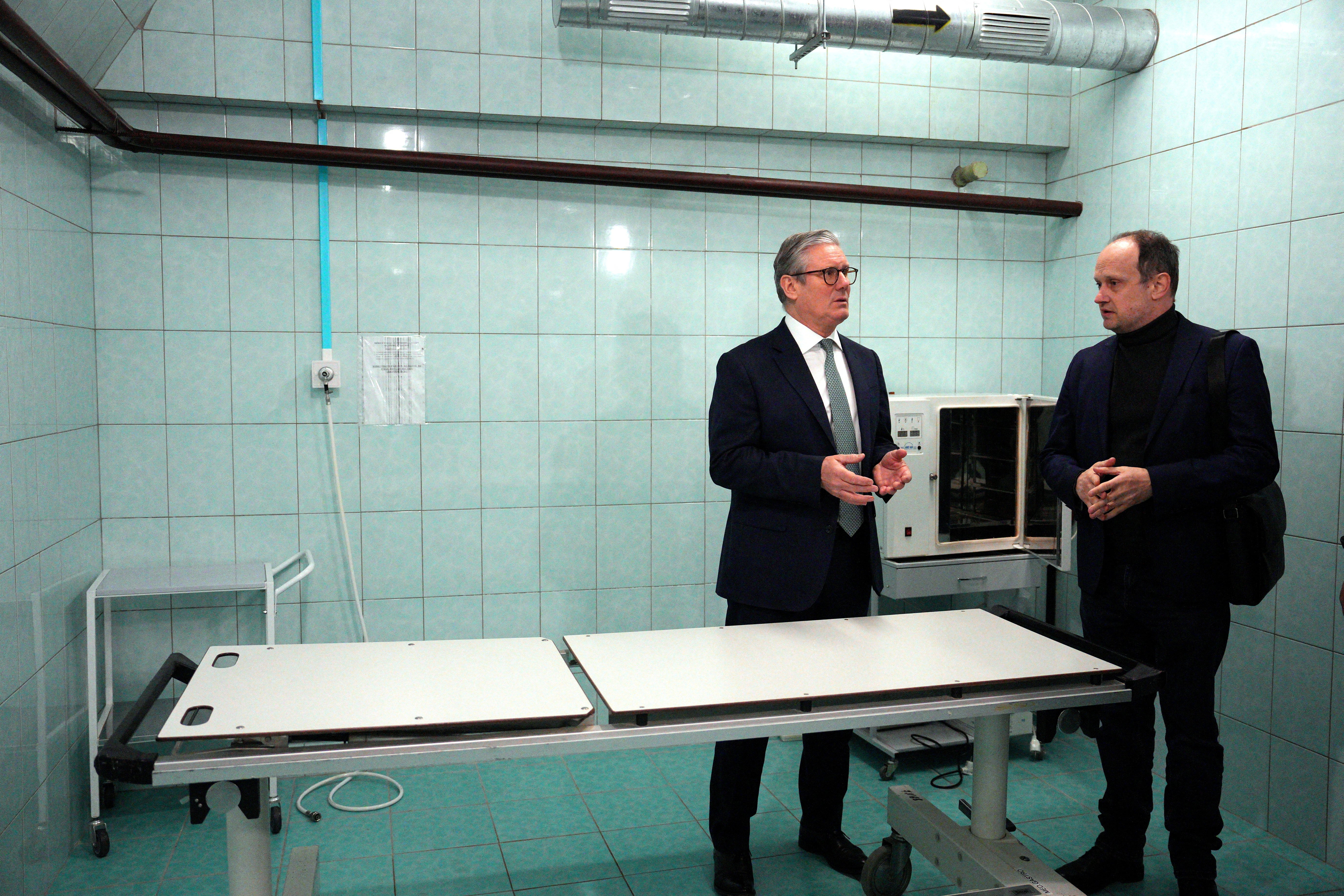 Sir Keir inside an operating theatre on a visit to a hospital in Kyiv as he vowed to ‘never let up’ on support