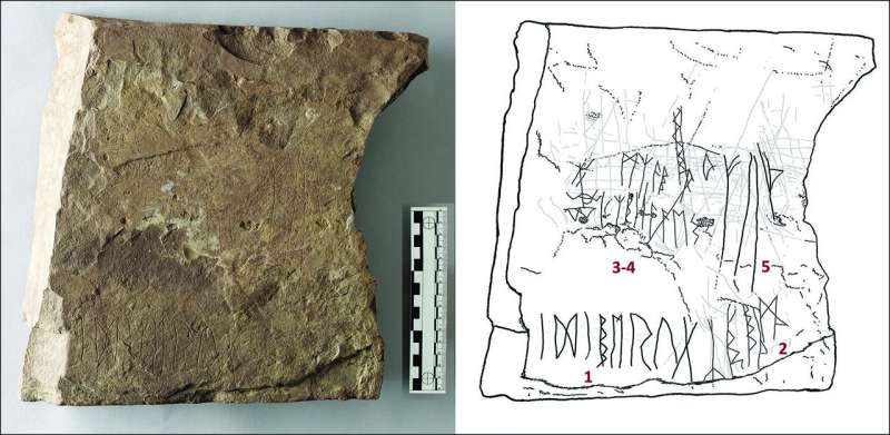 Sandstone fragment with runic inscription