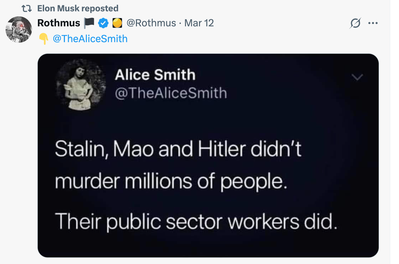 Musk shares post that Hitler didn’t kill millions, public workers did. Union rages