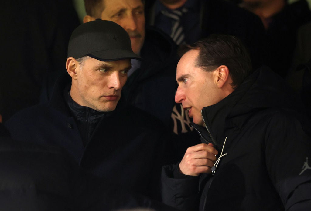 Tuchel and FA chief executive Mark Bullingham at a game between Crystal Palace and Aston Villa last month