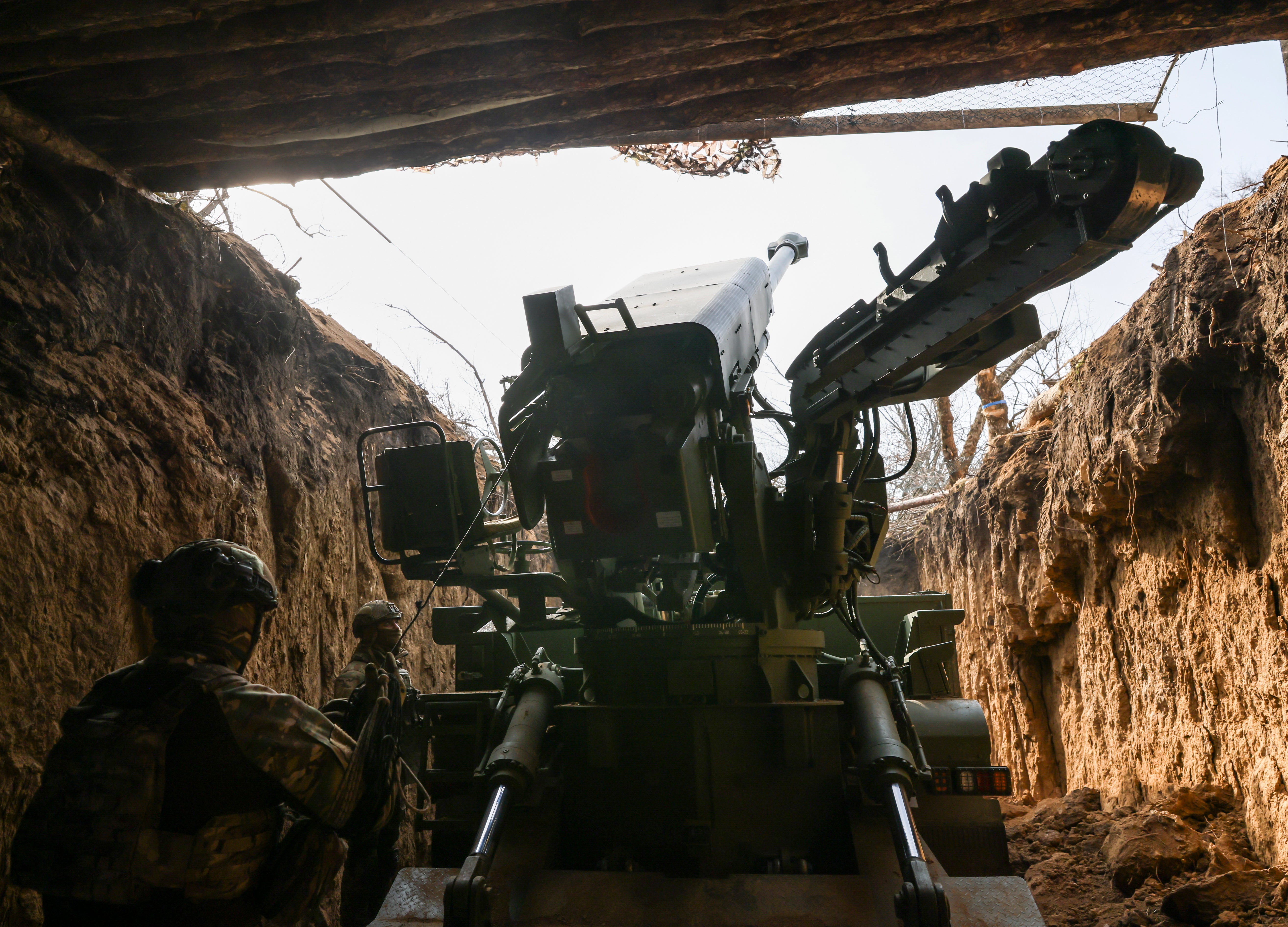 An artillery unit from the National Police of Ukraine operates with a Ukrainian self-propelled howitzer 'Bohdana', at an undisclosed location on a frontline in the Zaporizhzhia region earlier this month