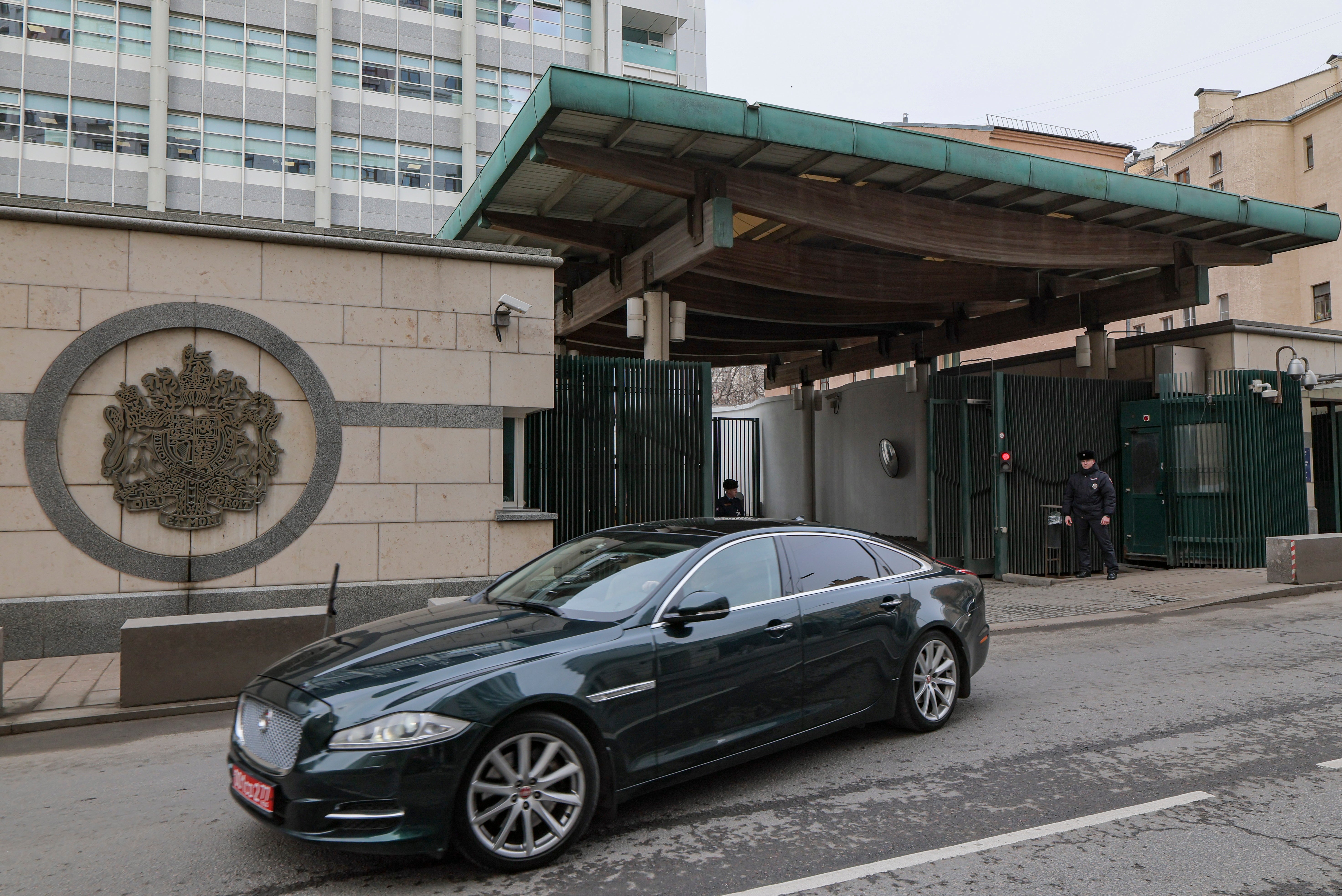 A car leaving the British Embassy in Moscow this week