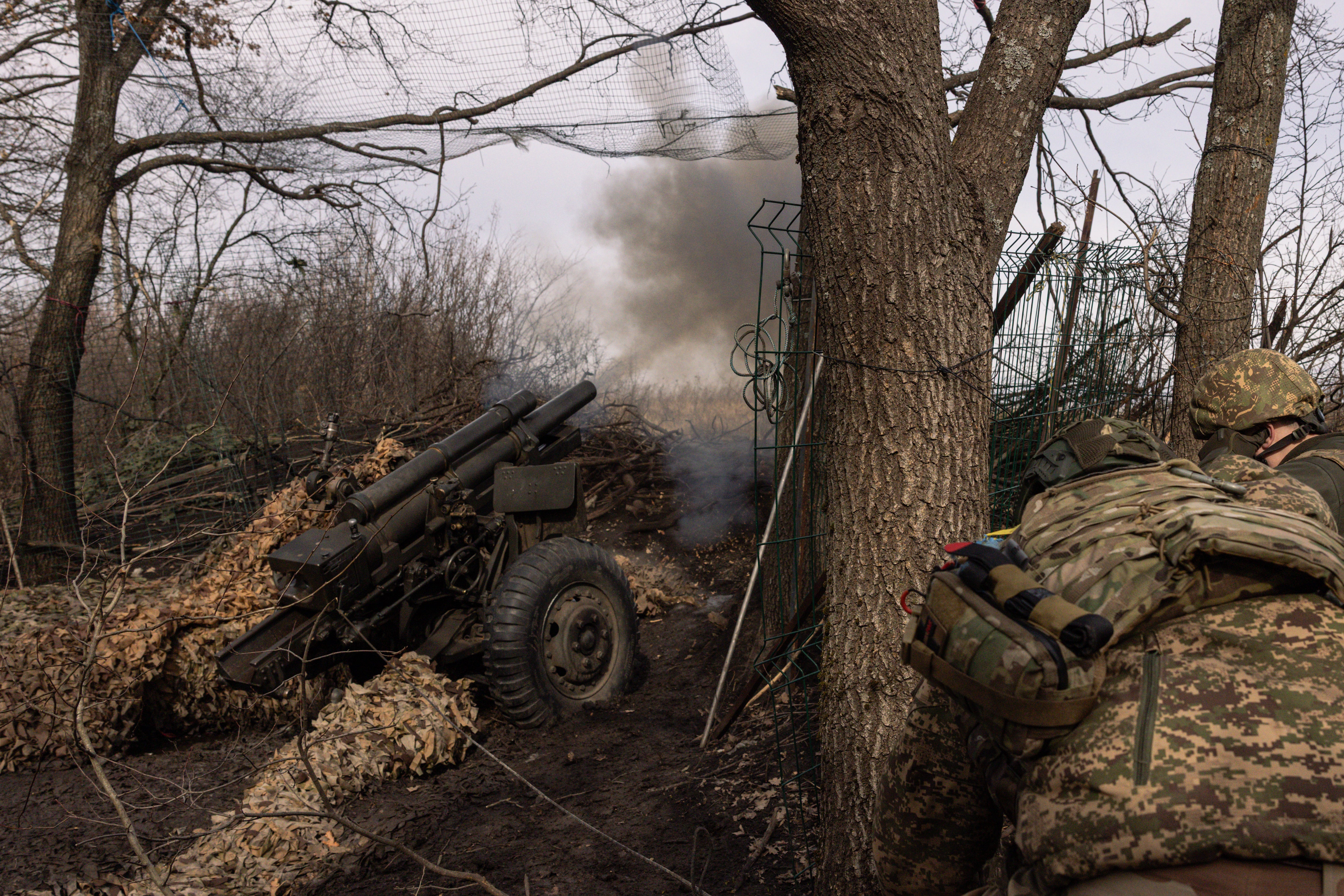 Service members of Ukraine's 13th Brigade Khartiia seen in the Kharkiv region of Ukraine on Thursday