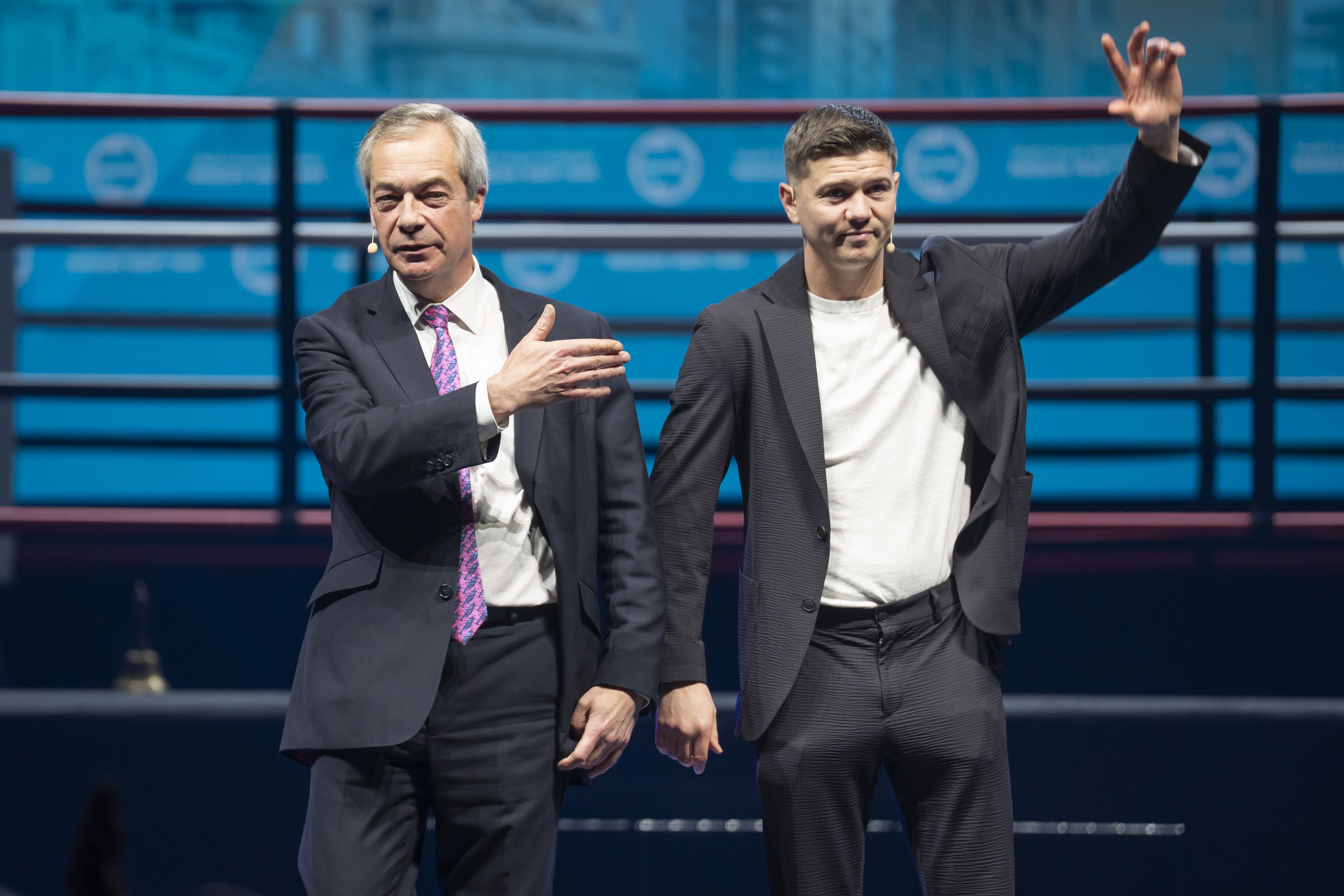 Reform UK leader Nigel Farage (left) with the party’s mayoral candidate for Hull, Olympic boxer Luke Campbell MBE