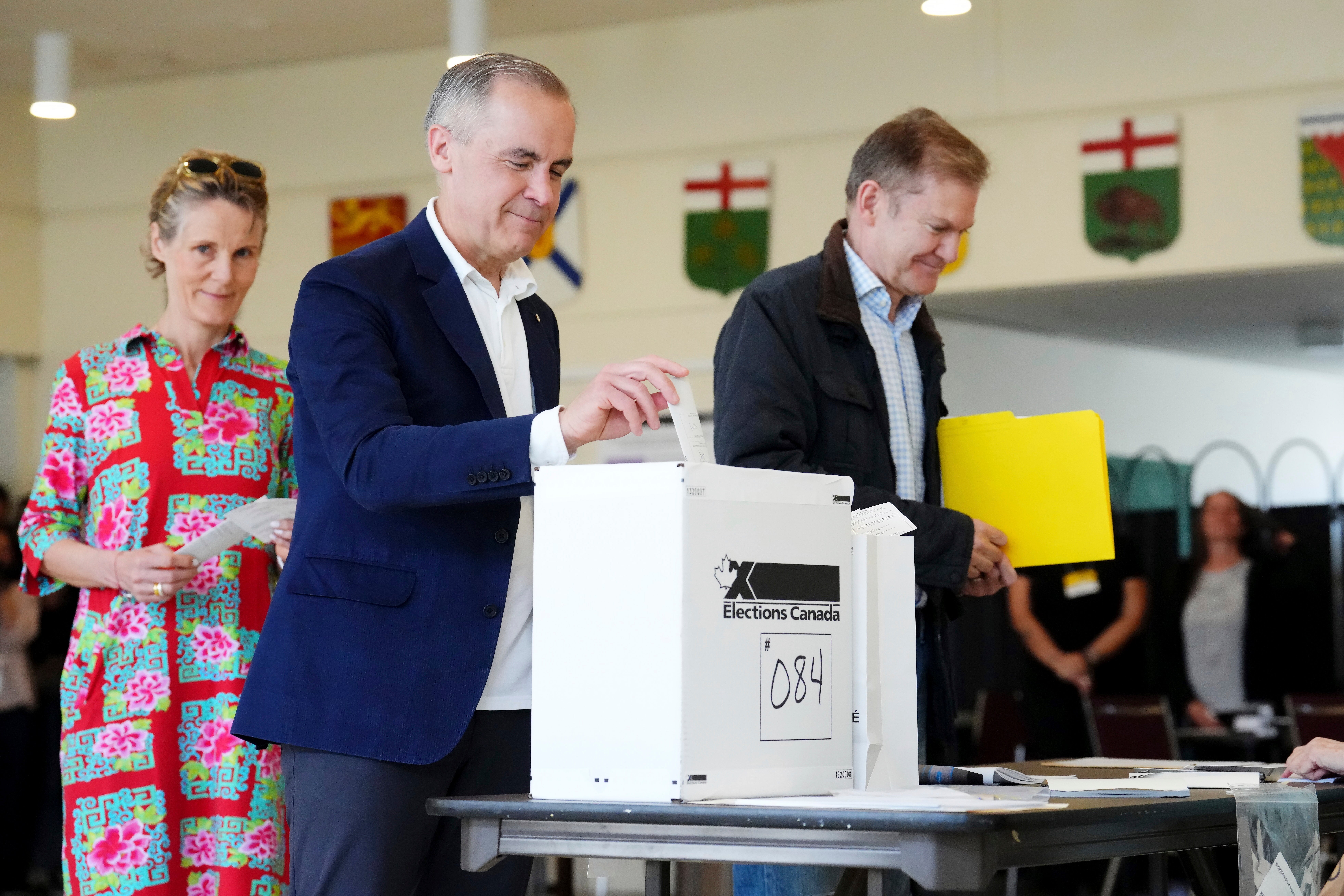 Mark Carney casting his vote on Monday