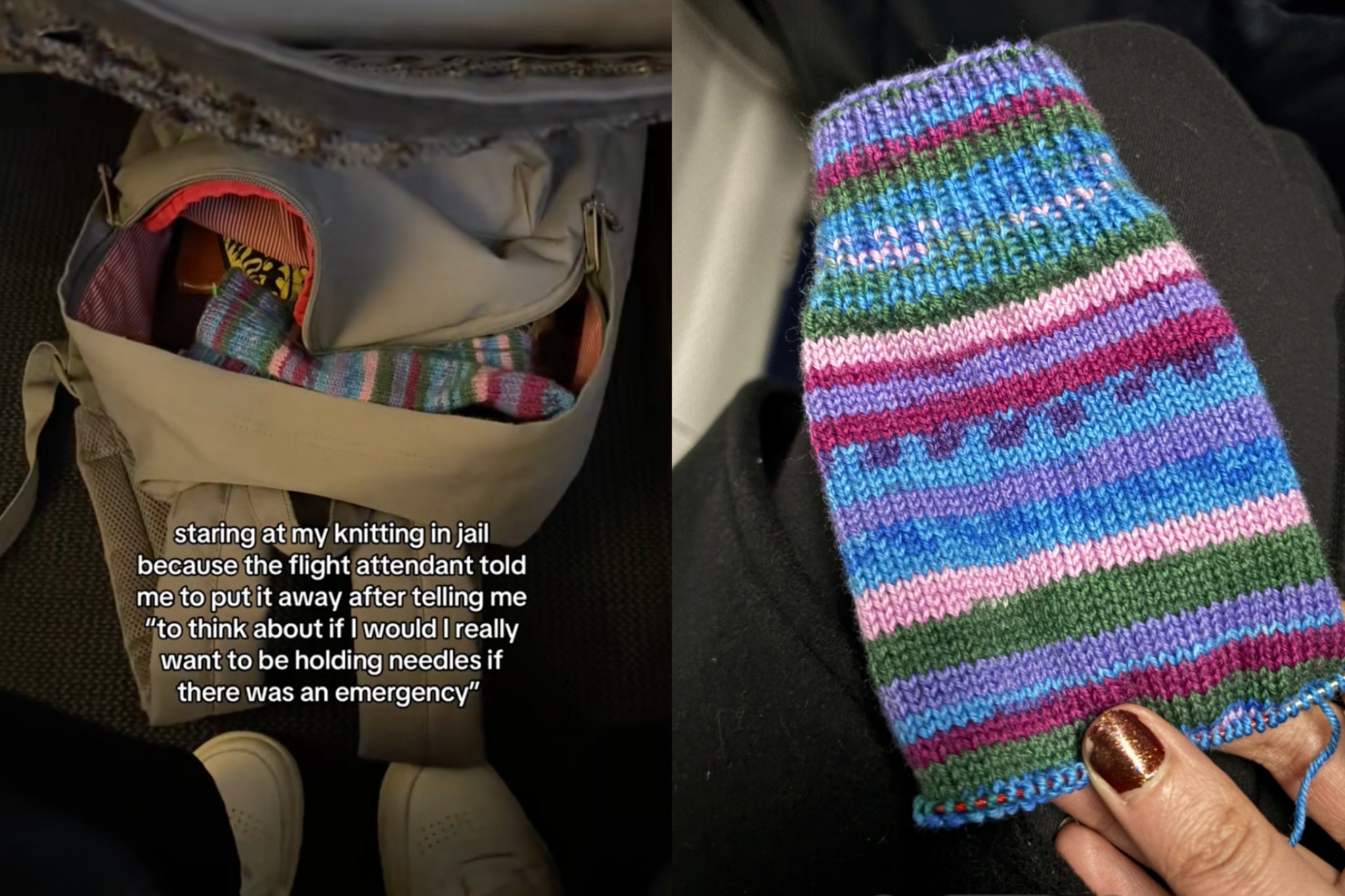 Flight attendant ignites debate after telling passenger to put away knitting needles