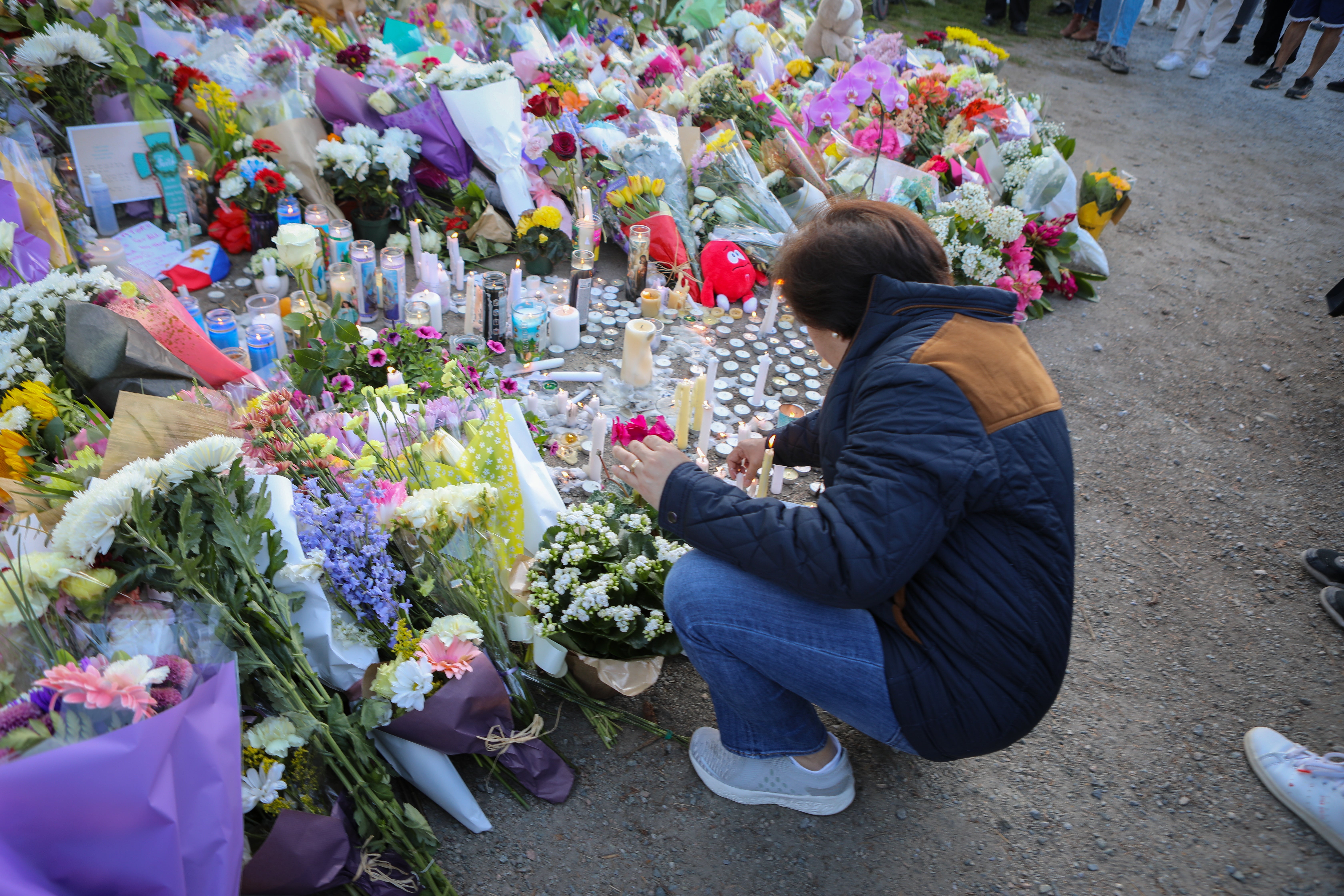 The makeshift memorial is close to the scene of the incident