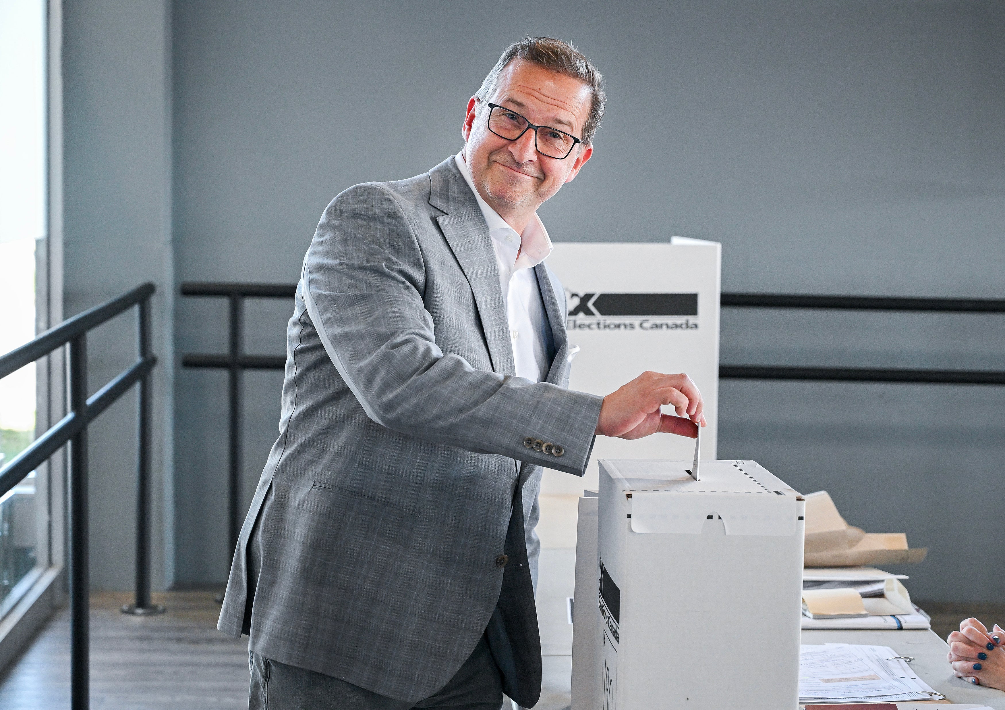 Bloc Quebecois Leader Yves-Francois Blanchet casting his vote on Monday