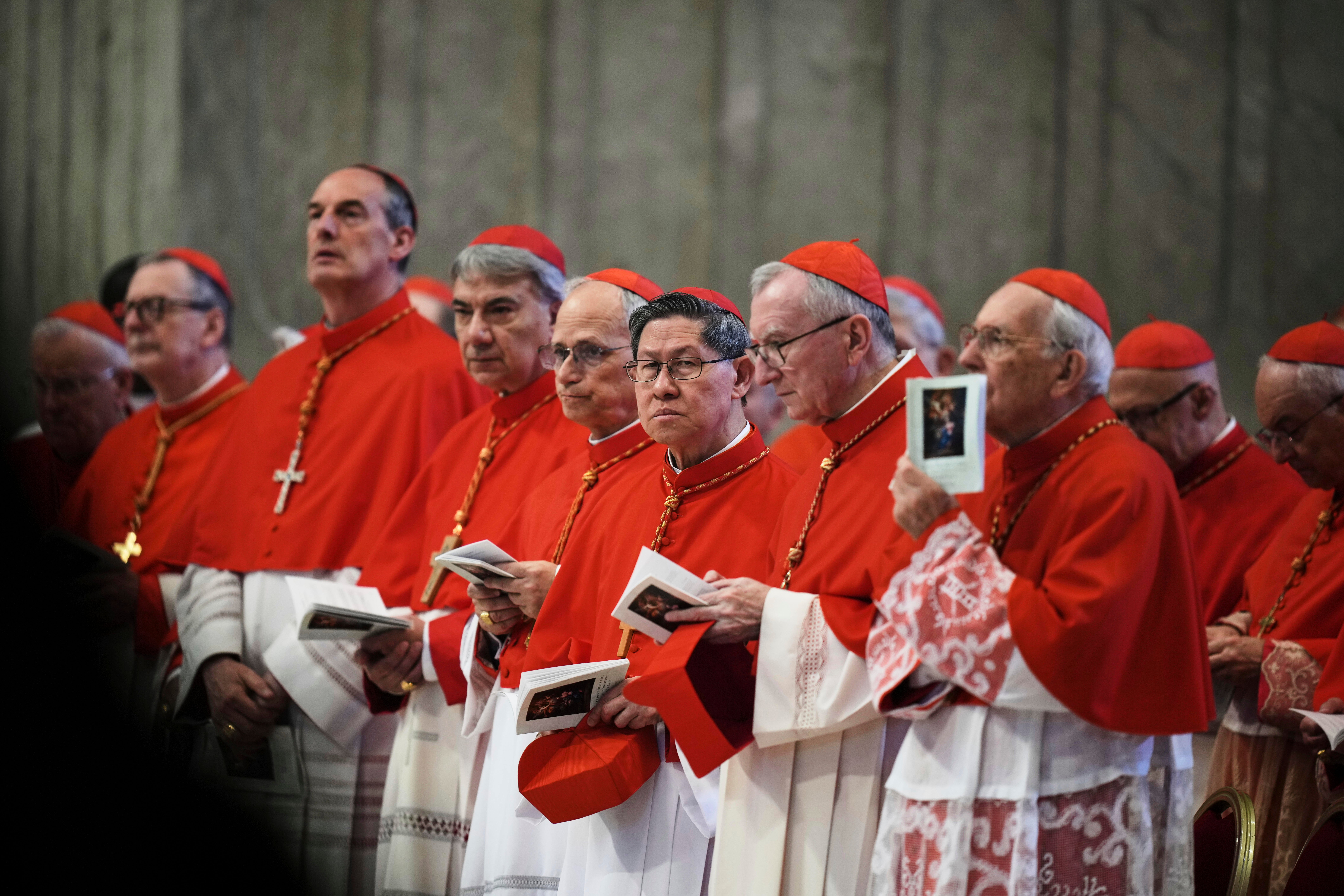 Luis Antonio Tagle, centre, has gone viral on social media