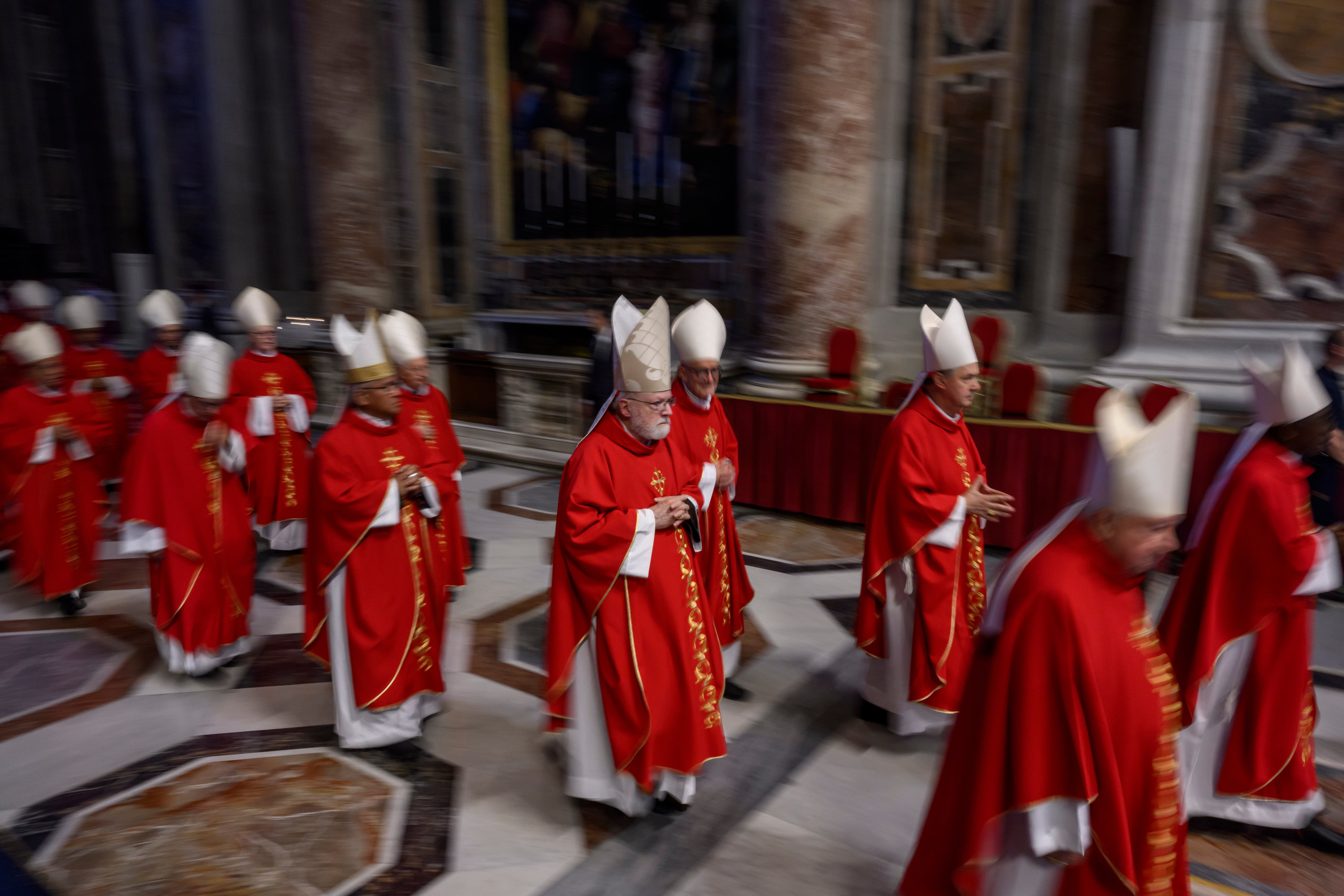 Cardinals arrive for the sixth Novemdiales mass held for the late Pope Francis last week