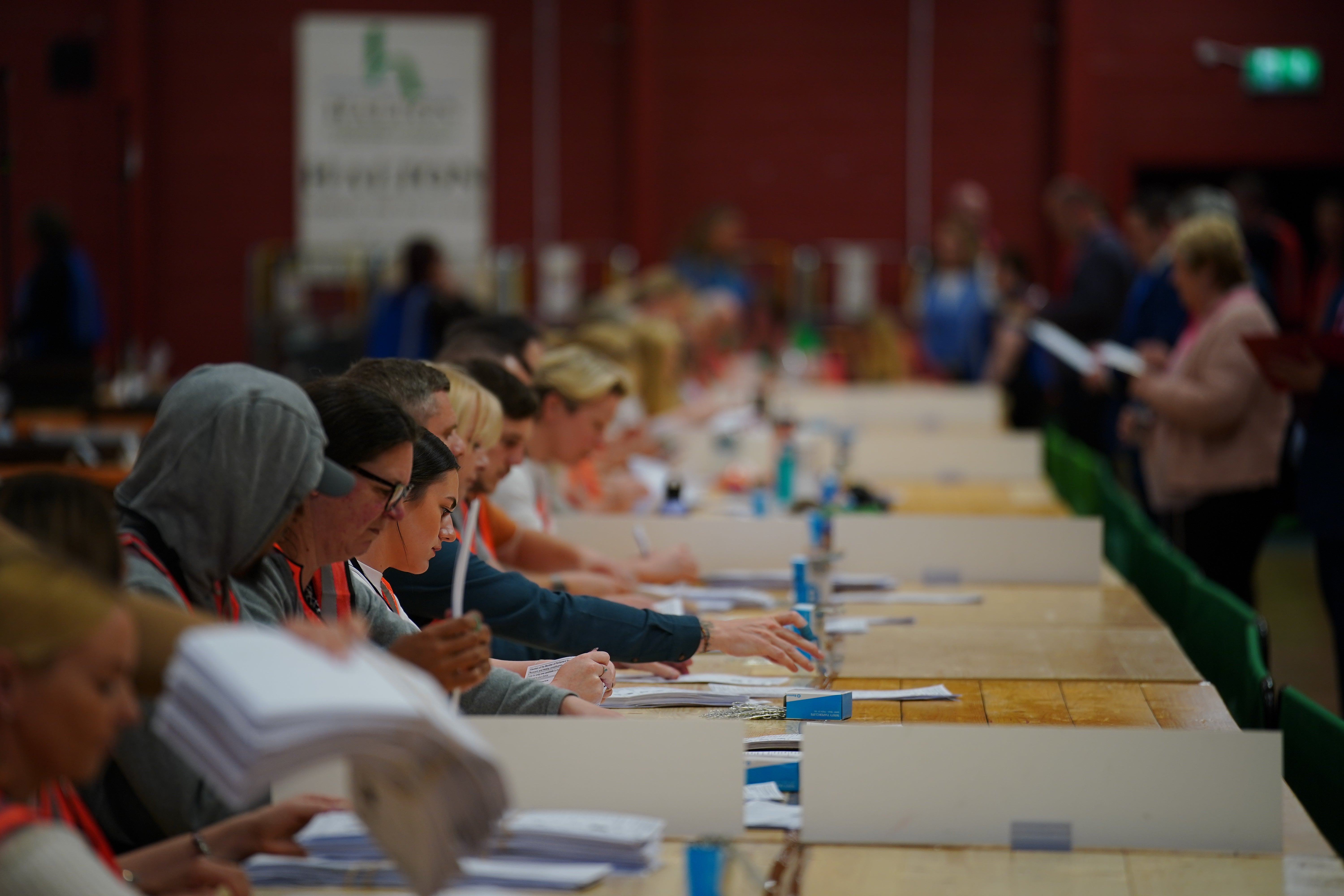 Votes are counted at DCBL Halton Stadium, Widnes, Cheshire, for the Runcorn and Helsby by-election