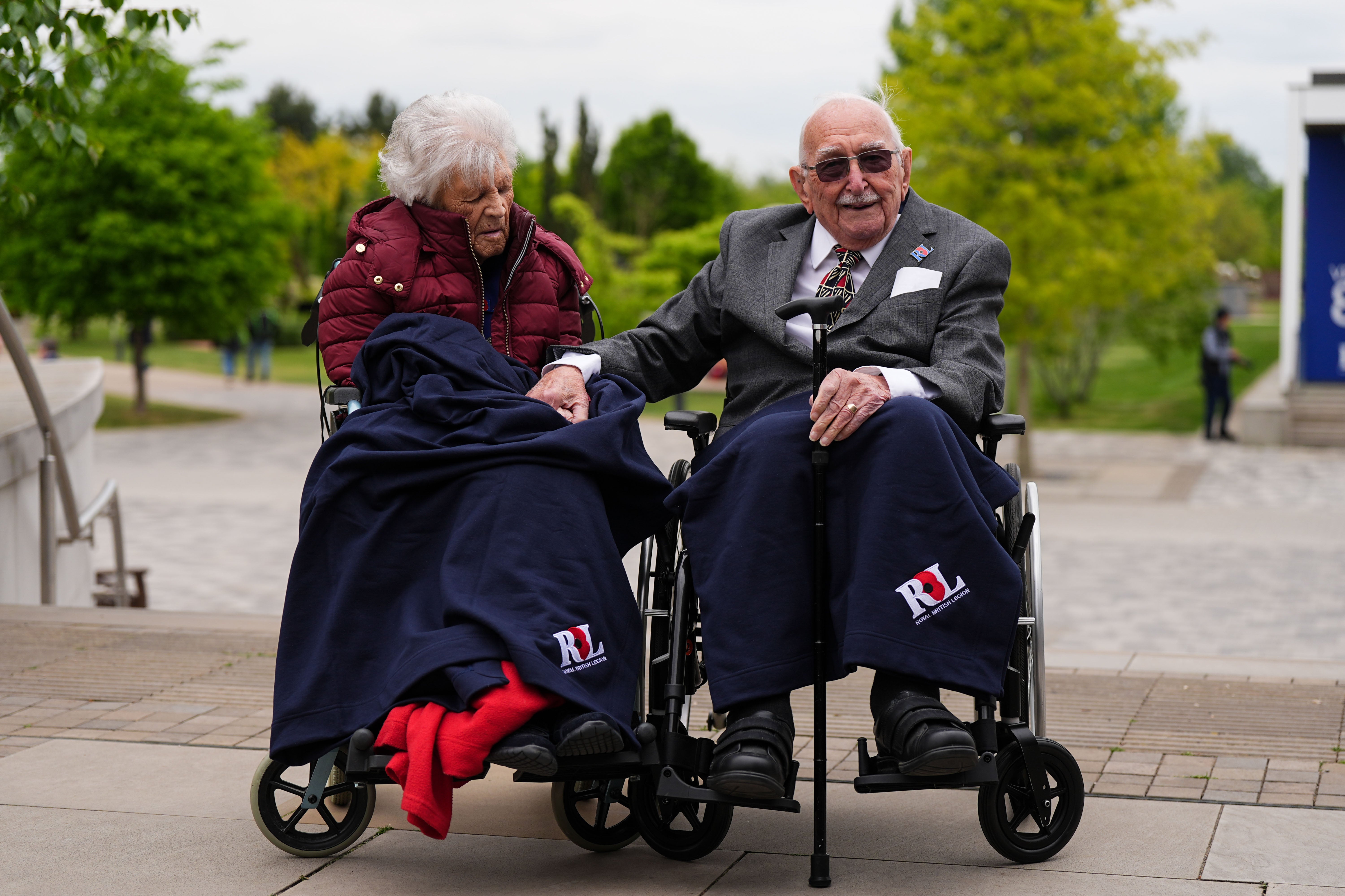 RAF veterans Kathleen, 101, and Roy Lawrence, 101, who have been married for 74 years, at the National Memorial Arboretum, ahead of a memorial event hosted by the Royal British Legion